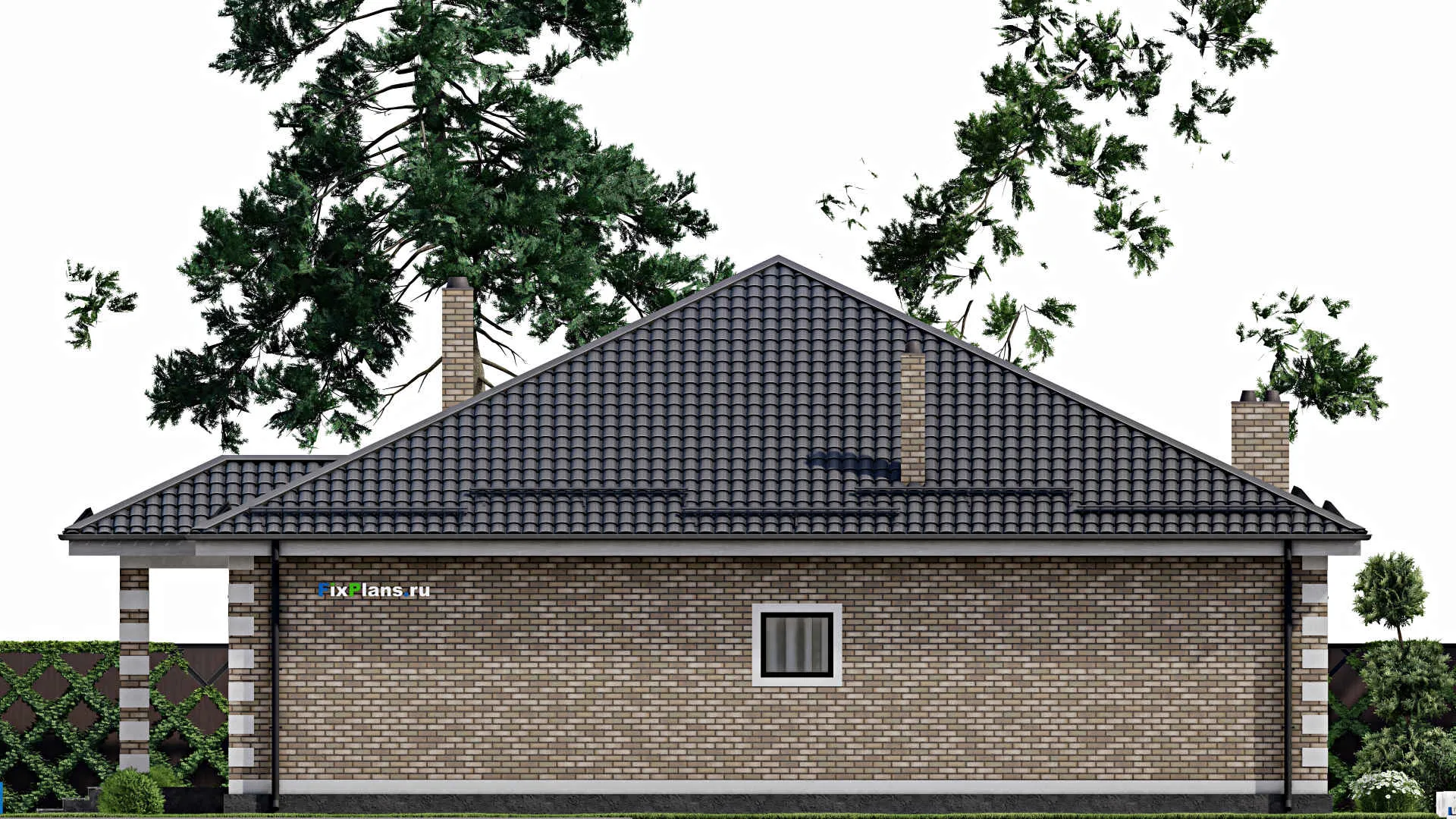 F-2420 - План одноэтажного дома 15 на 16, площадью 220 м² с террасой и 3 спальнями