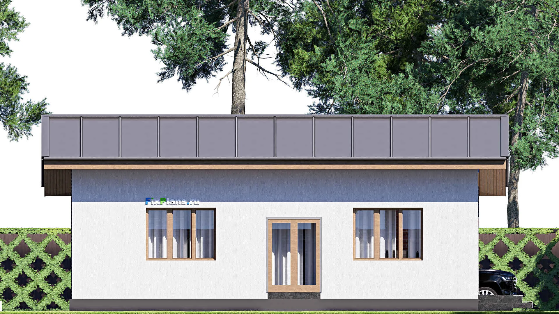 F-19781 - План одноэтажного дома 11 на 13, площадью 100 м² с 1 спальнями