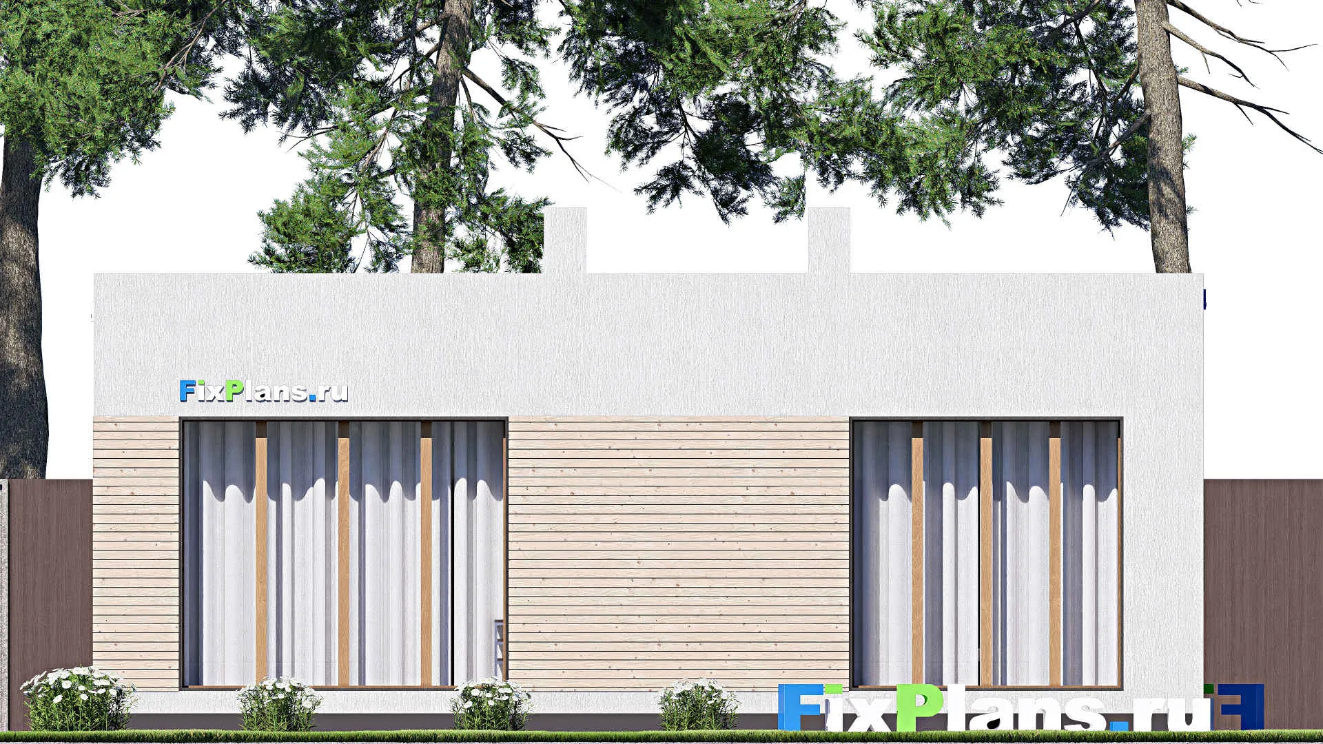 F-20861 - Проект одноэтажного дома 11 на 13, площадью 100 м² с террасой и 3 спальнями