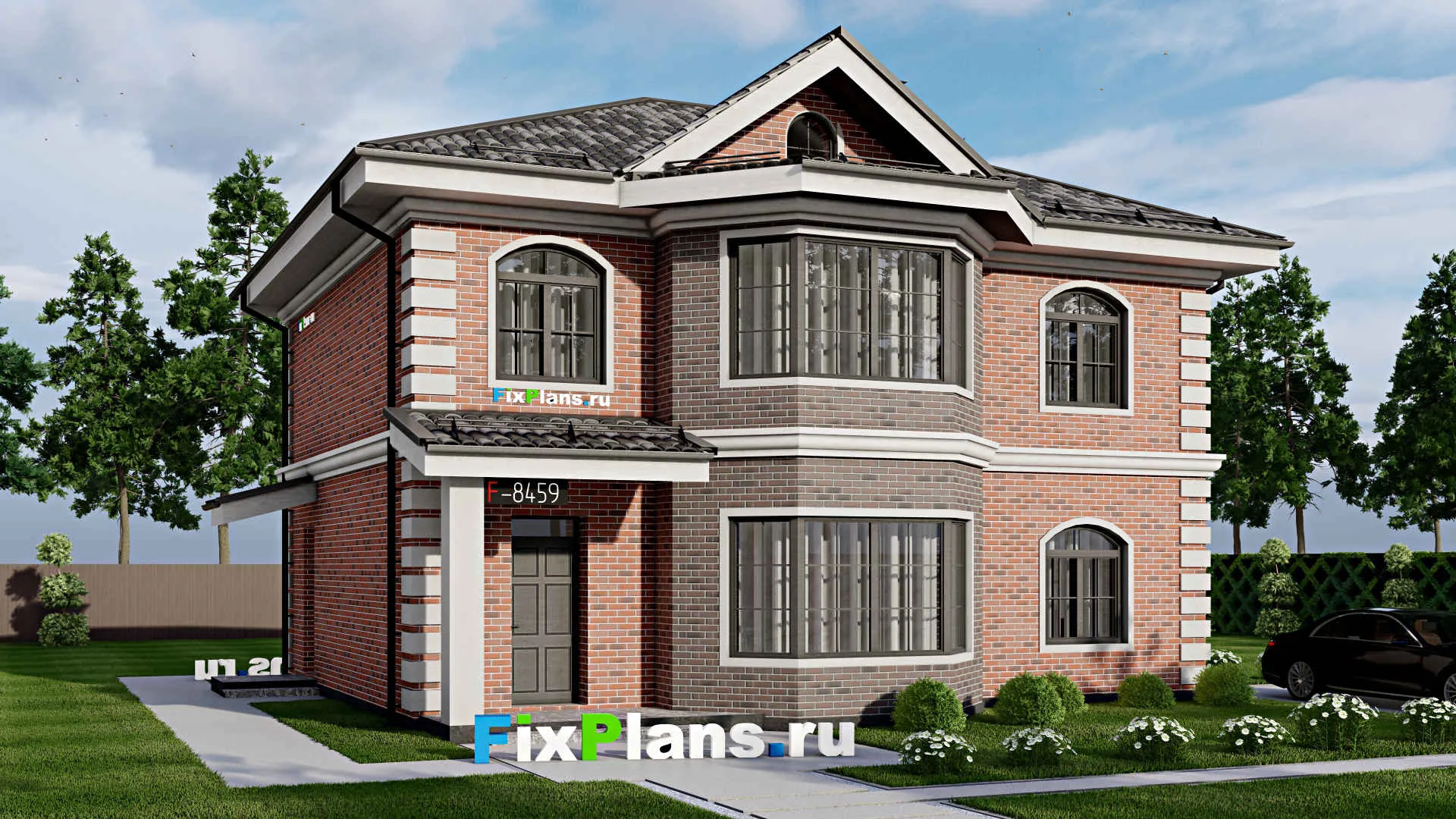 F-8459 - Проект двухэтажного дома 12 на 14, площадью 190 м² с 4 спальнями