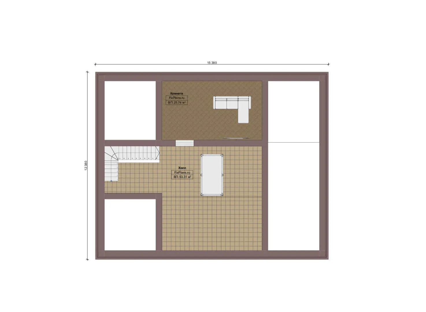 F-14237 - Планы дома с мансардой 16 на 17, площадью 280 м² с террасой и 3 спальнями