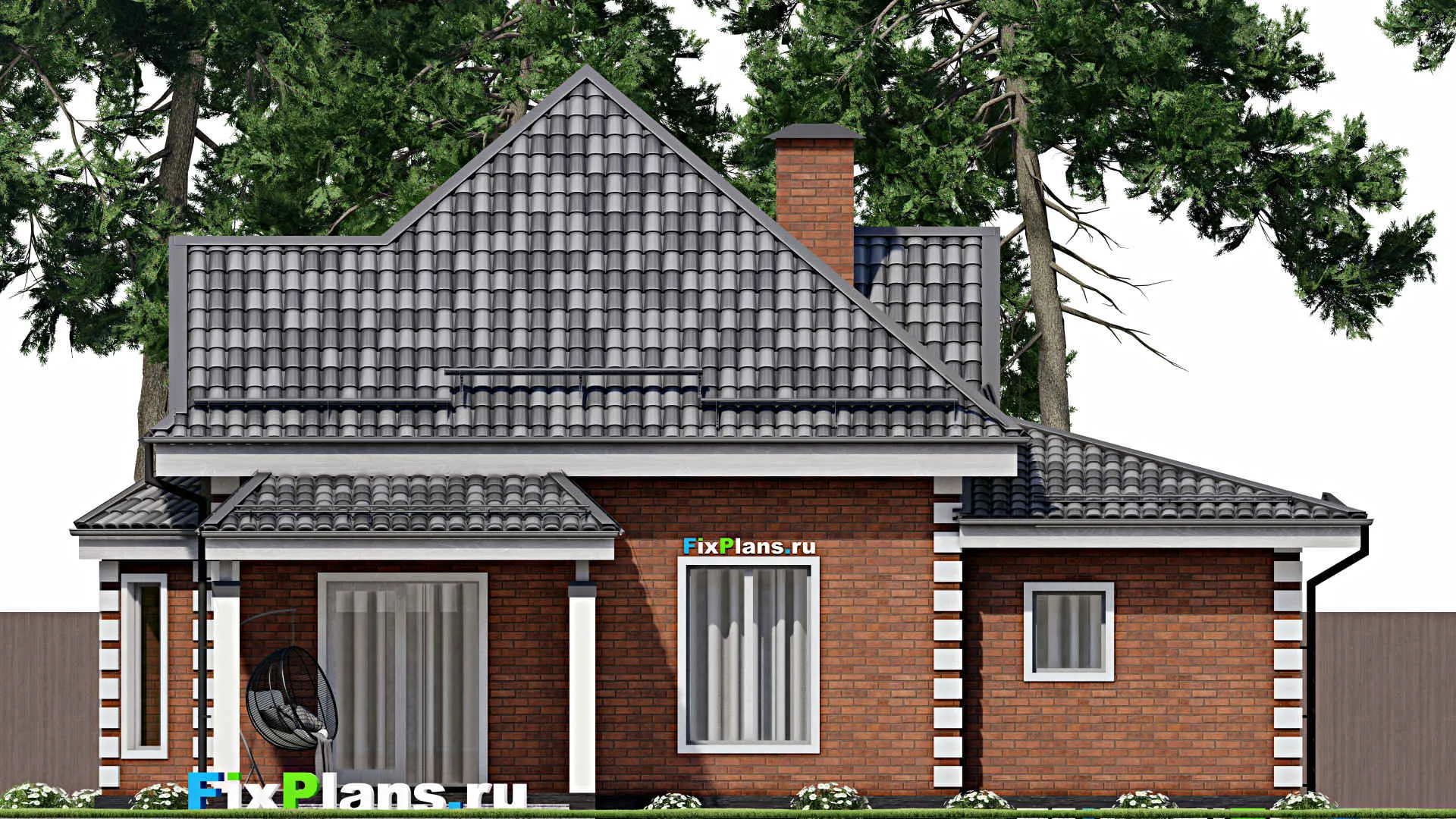 F-5282 - Планы дома с мансардой 13 на 14, площадью 150 м² с террасой, гаражом на 1 машину и 4 спальнями