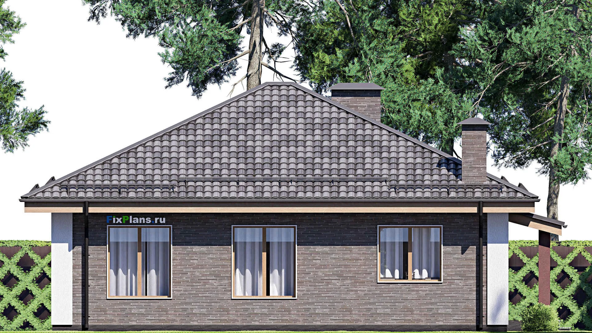 F-17864 - План одноэтажного дома 12 на 13, площадью 110 м² с 3 спальнями