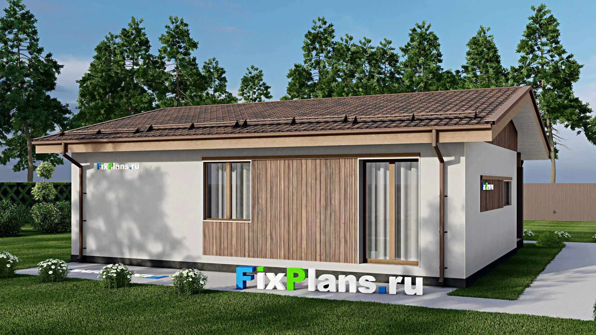 F-11942 - Проект одноэтажного дома 11 на 12, площадью 110 м² с 3 спальнями