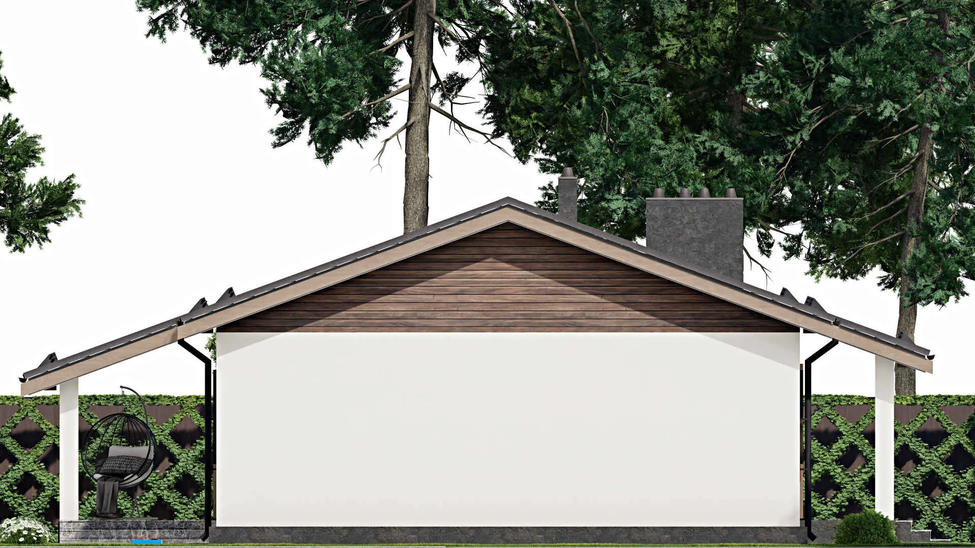 F-5354 - Проект одноэтажного дома 10 на 14, площадью 130 м² с террасой и 4 спальнями