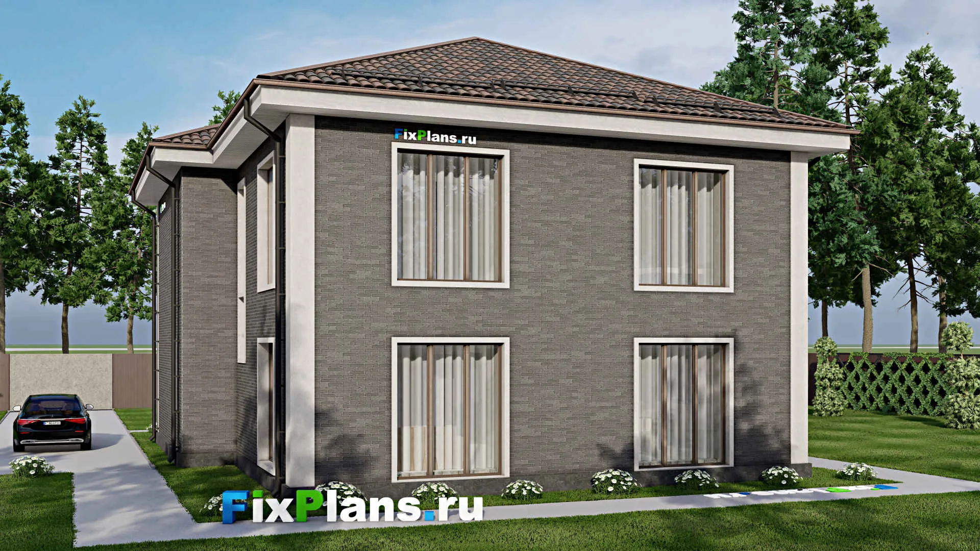 F-5498 - Проект двухэтажного дома 12 на 14, площадью 190 м² с 4 спальнями