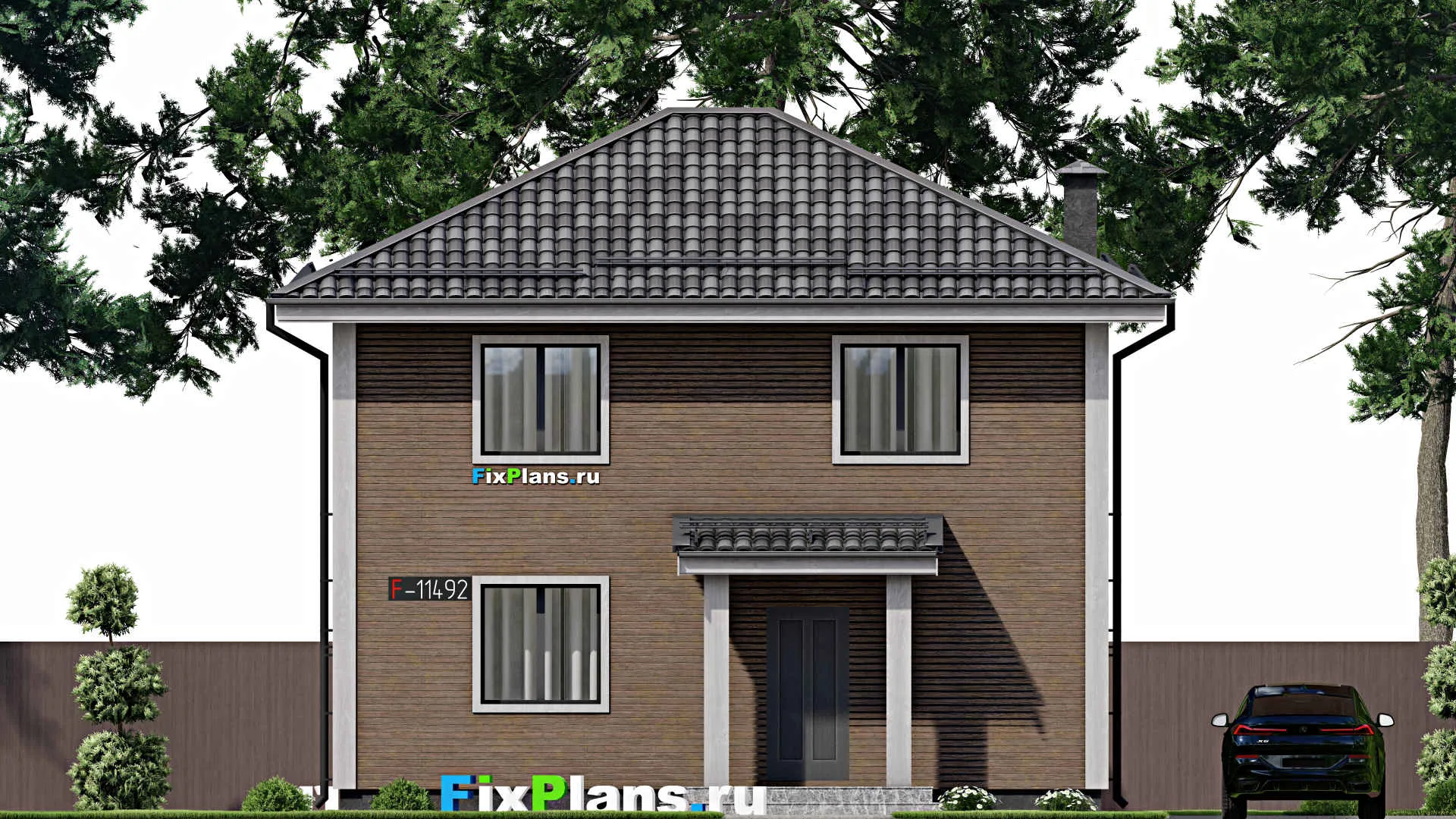 F-11492 - Проект двухэтажного дома 10 на 10, площадью 110 м² с баней и 4 спальнями