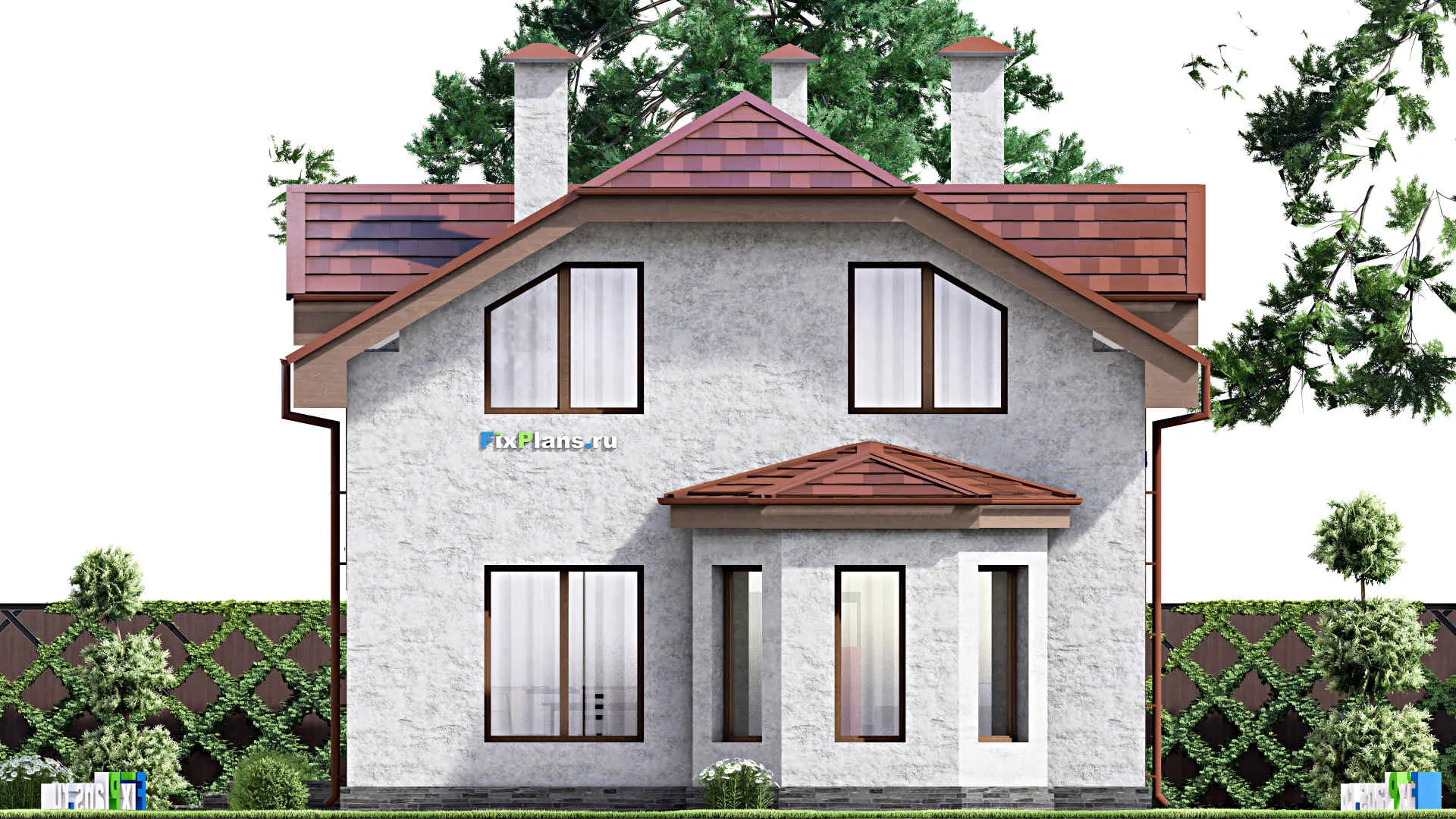 F-13409 - Планы дома с мансардой 11 на 14, площадью 150 м² с 5 спальнями