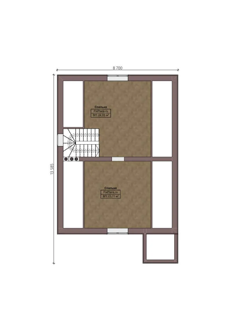 F-2735 - Планы дома с мансардой 9 на 14, площадью 160 м² с террасой и 4 спальнями