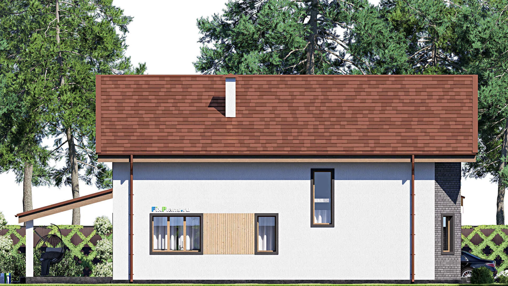 F-17945 - Проект дома с мансардой 12 на 18, площадью 220 м² с террасой и 5 спальнями