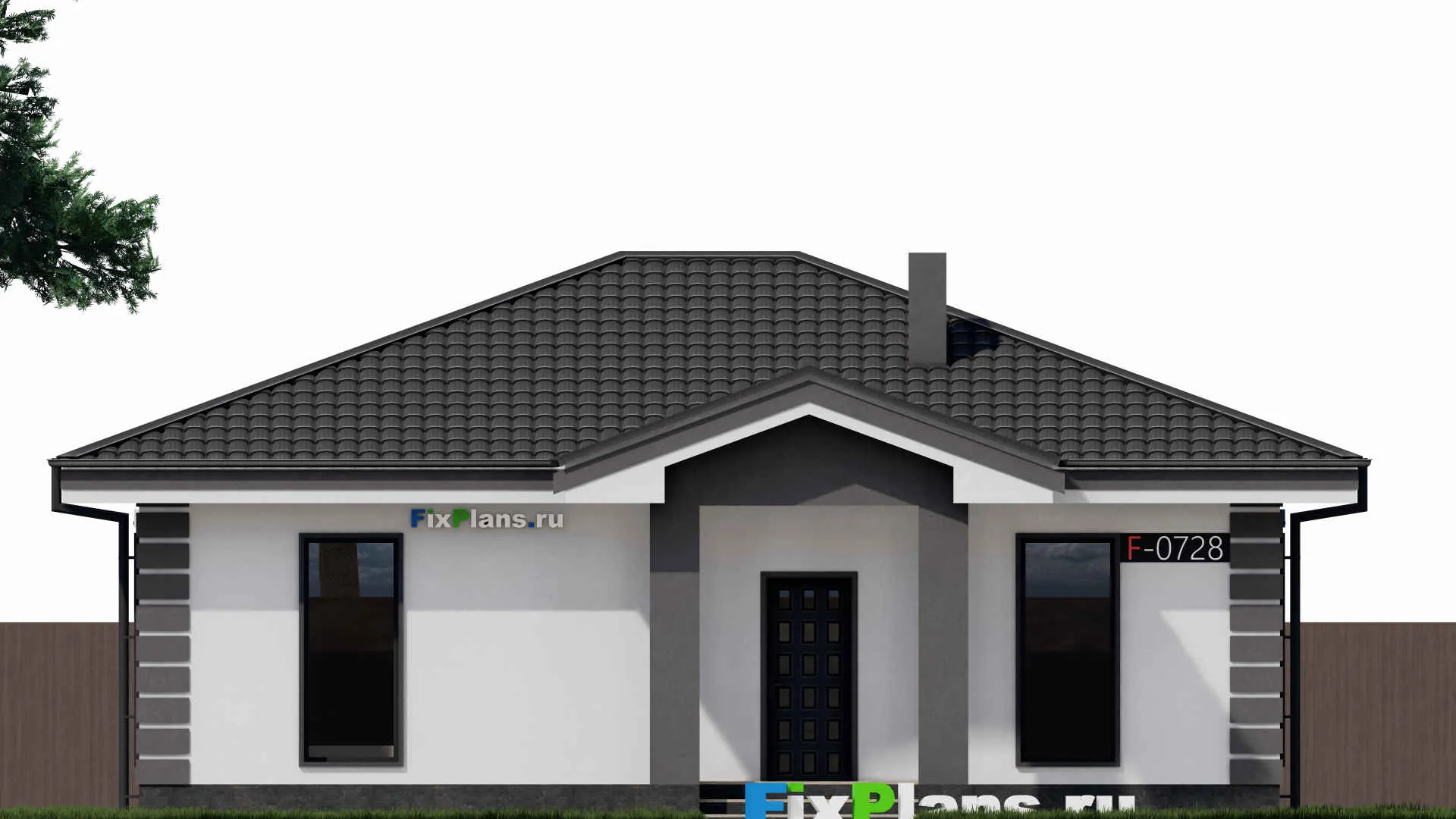 F-0728 - Проект одноэтажного дома 10 на 12, площадью 90 м² с 2 спальнями