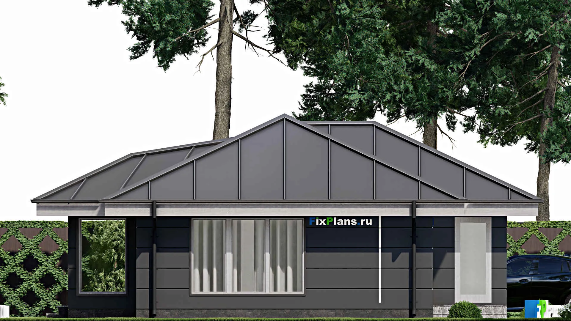 F-11744 - Проект бани 11 на 13, площадью 100 м² с комнатой отдыха и 3 санузлами