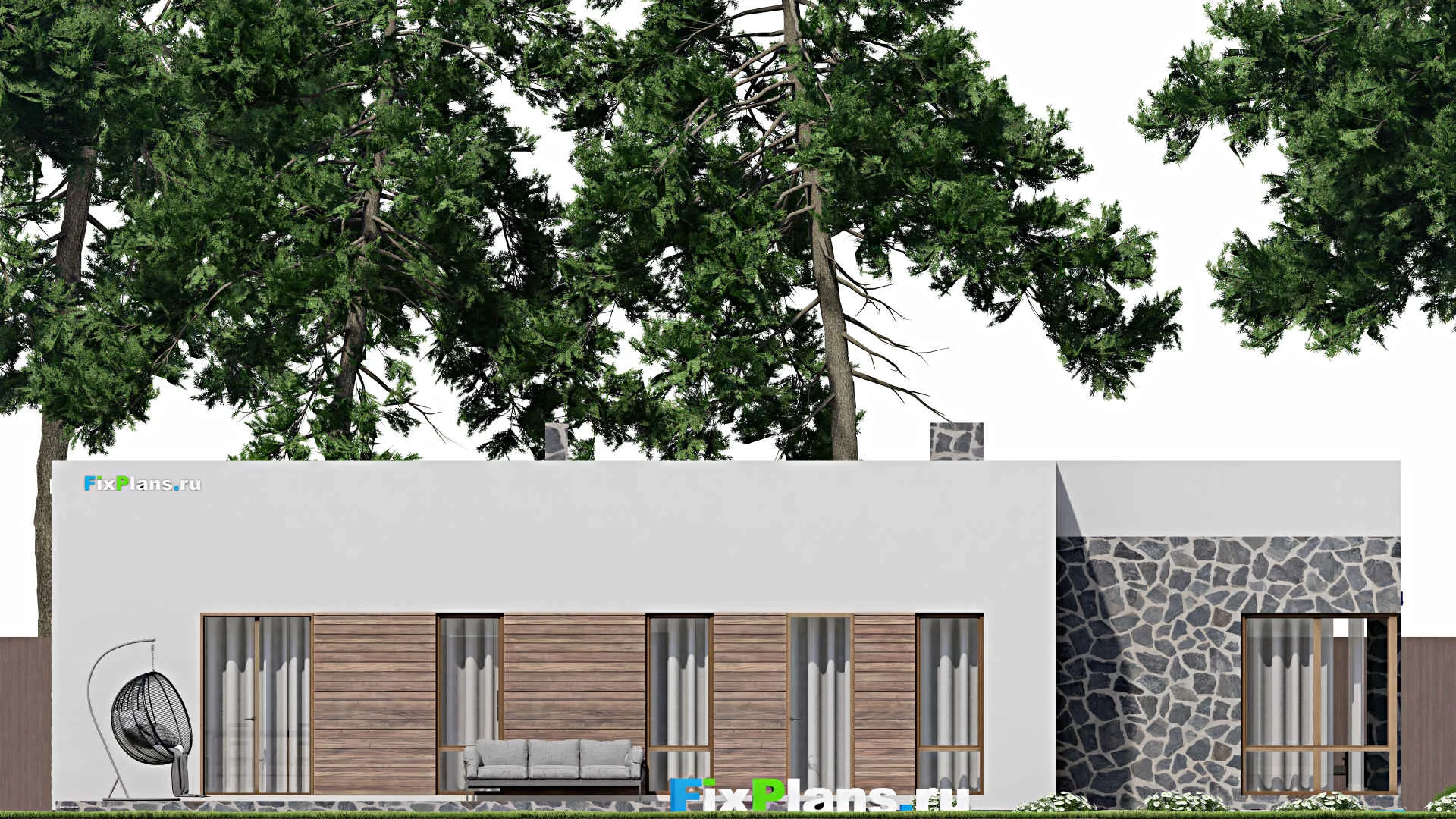 F-8909 - Проект бани 18 на 18, площадью 220 м² с терассой, санузлом и спальней