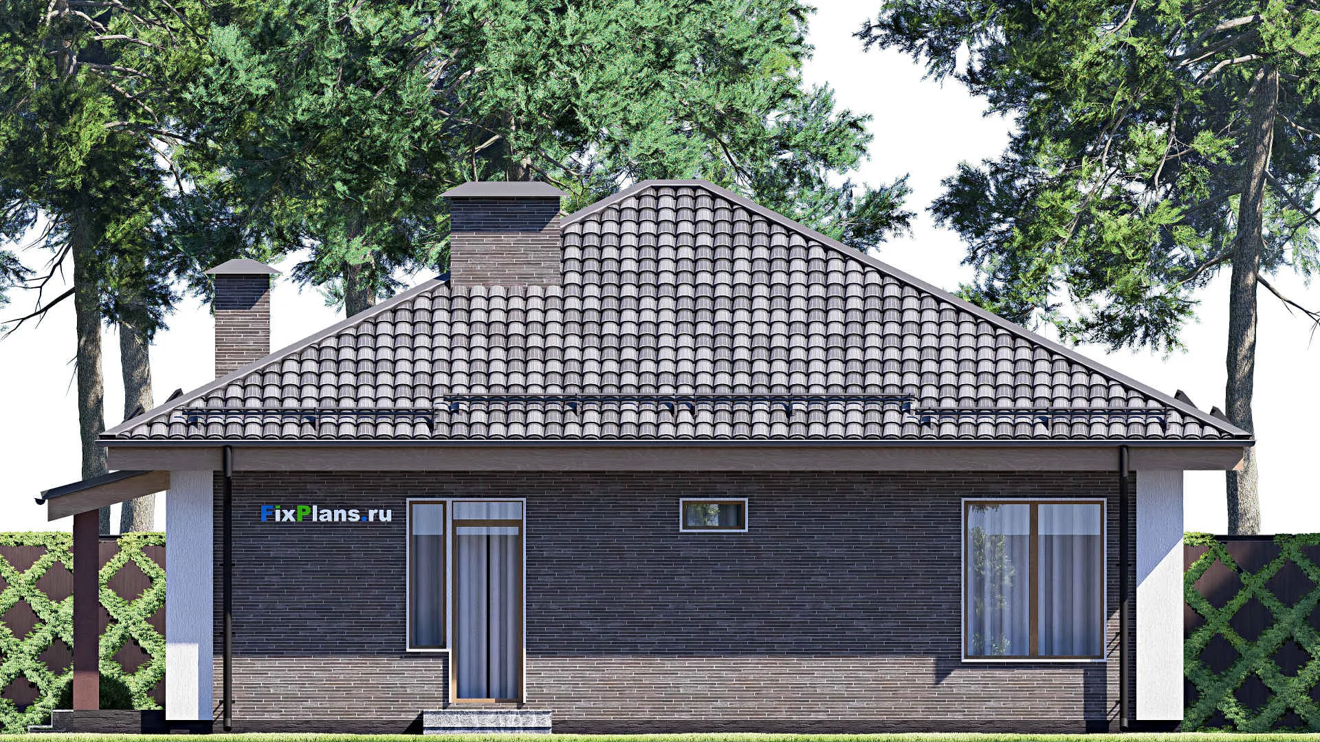 F-17864 - План одноэтажного дома 12 на 13, площадью 110 м² с 3 спальнями