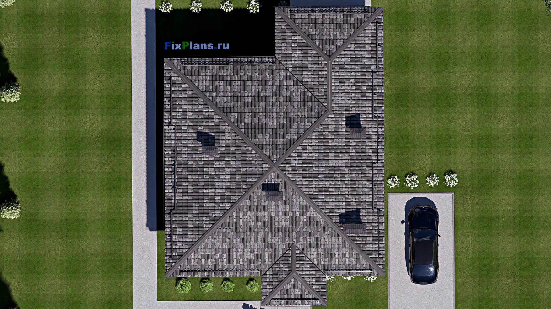 F-12455 - Проект одноэтажного дома 13 на 17, площадью 140 м² с террасой и 3 спальнями