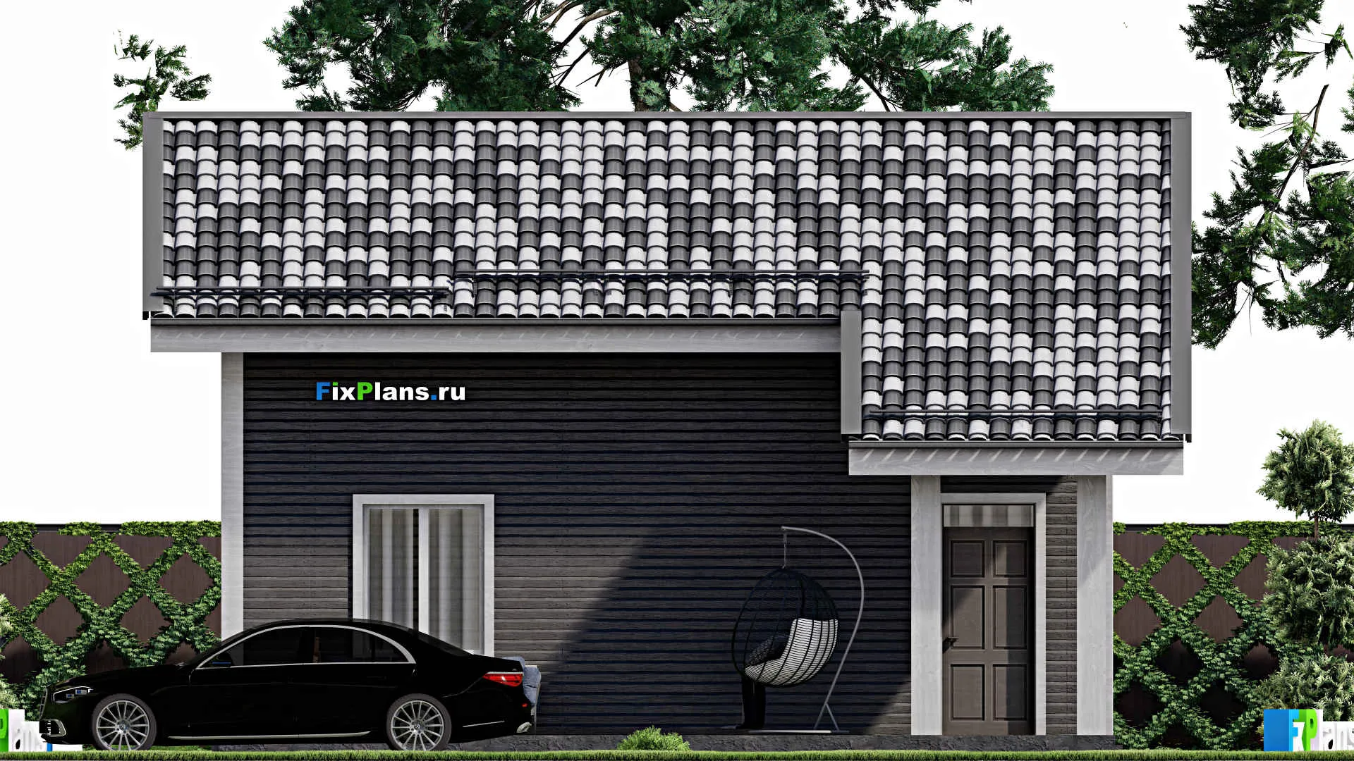 F-7613 - Проект дома с мансардой 10 на 11, площадью 130 м² с террасой, баней и 2 спальнями