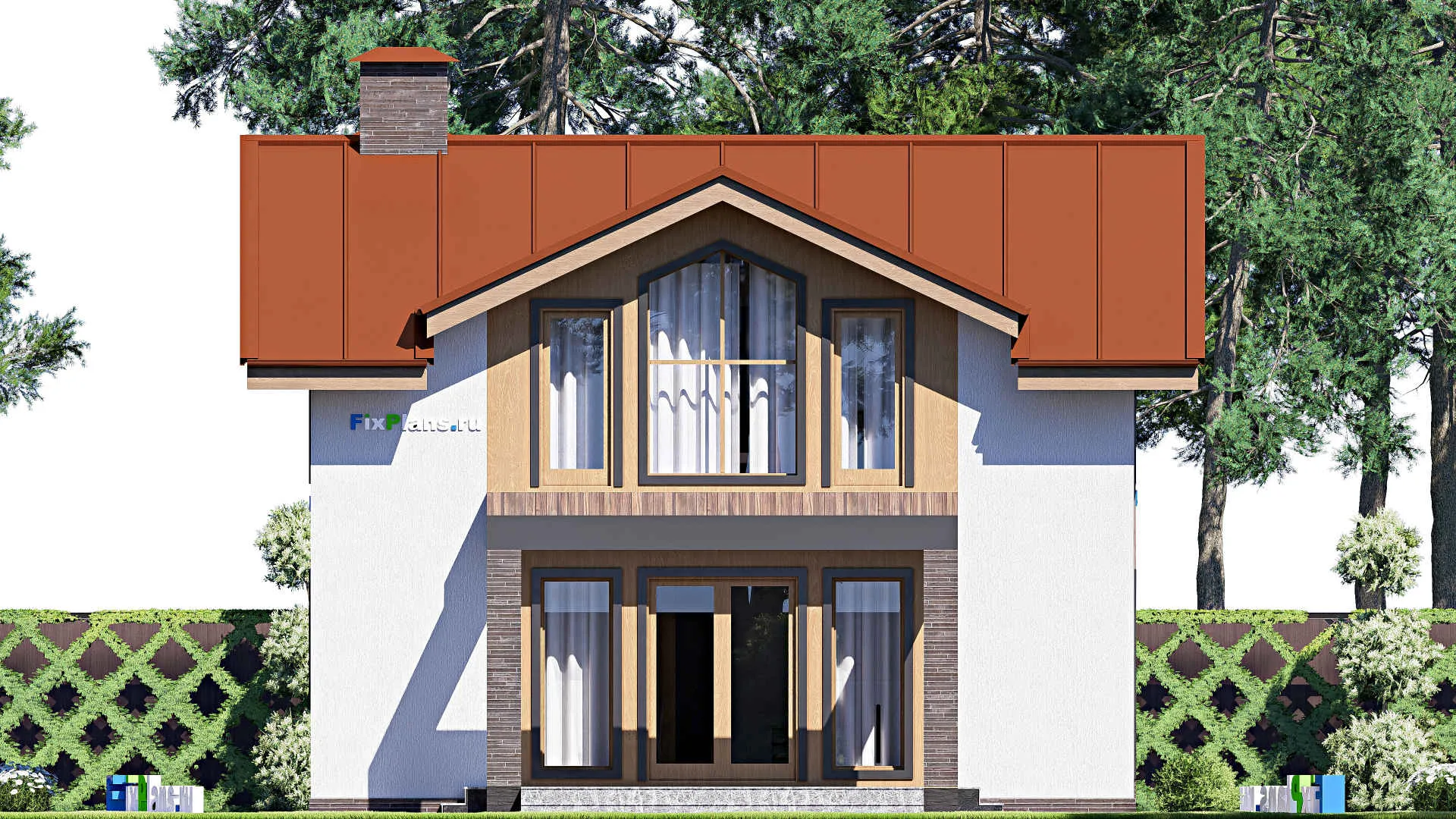 F-19502 - Проект дома с мансардой 10 на 14, площадью 160 м² с террасой, балконом и 4 спальнями