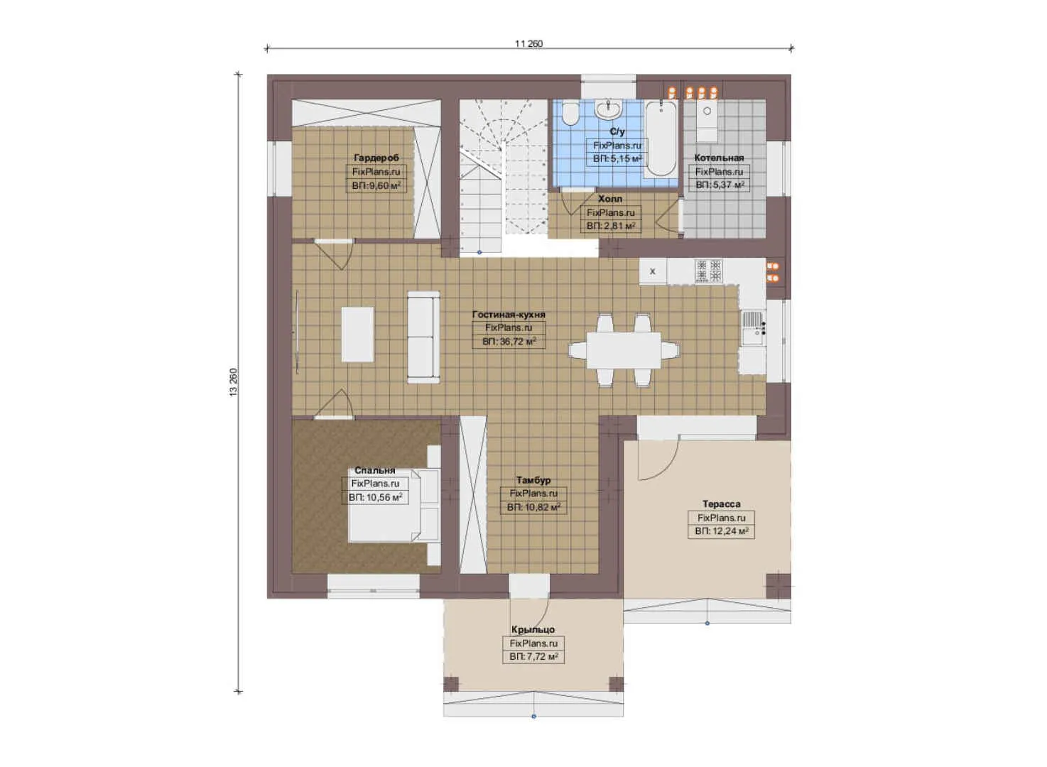 F-17693 - Планы двухэтажного дома 12 на 14, площадью 200 м² с террасой, балконом и 4 спальнями
