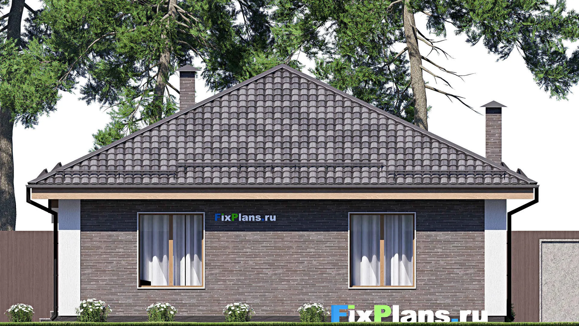 F-17864 - План одноэтажного дома 12 на 13, площадью 110 м² с 3 спальнями