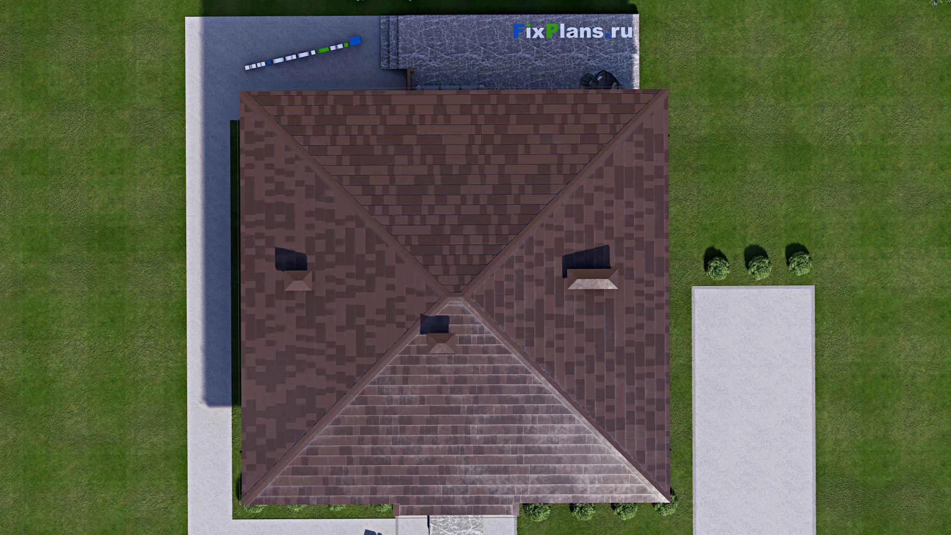 F-14111 - Проект одноэтажного дома 13 на 17, площадью 160 м² с террасой и 3 спальнями