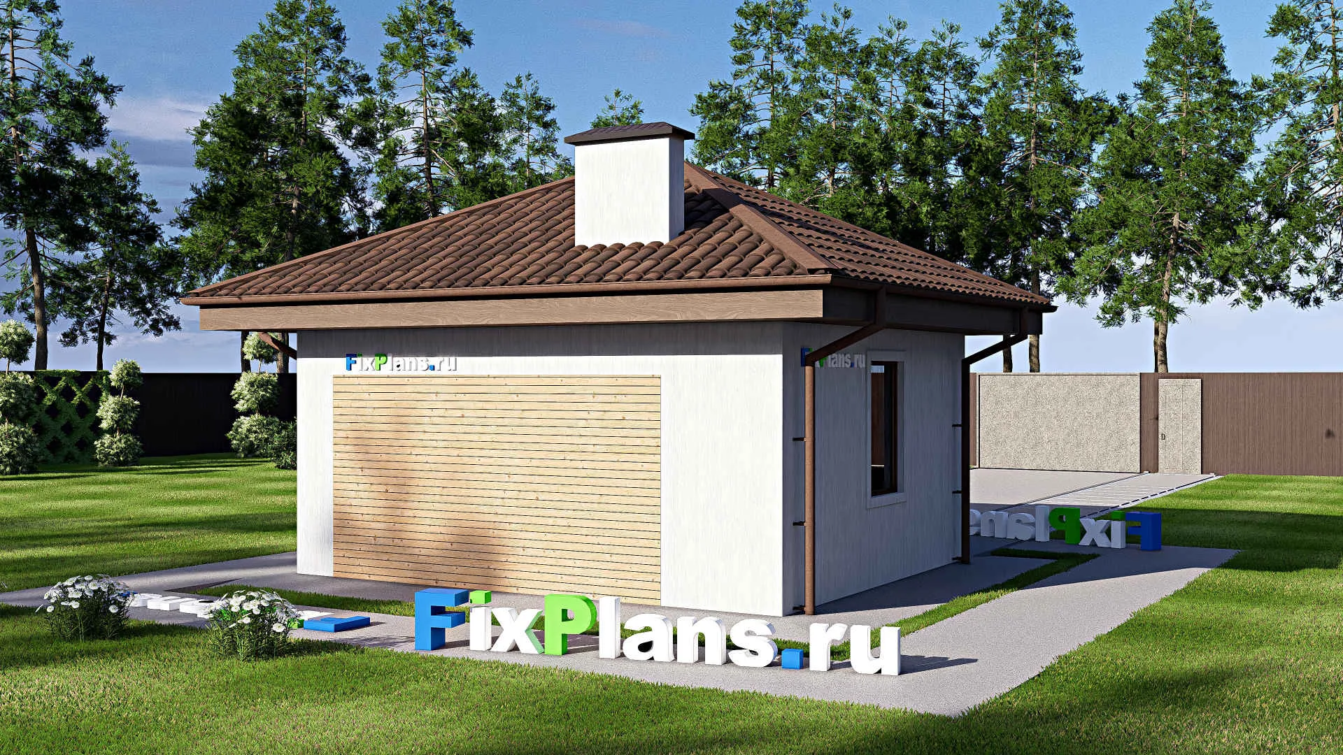 F-17405 - Проект гаража из газобетона 6 на 7, площадью 30 м² 