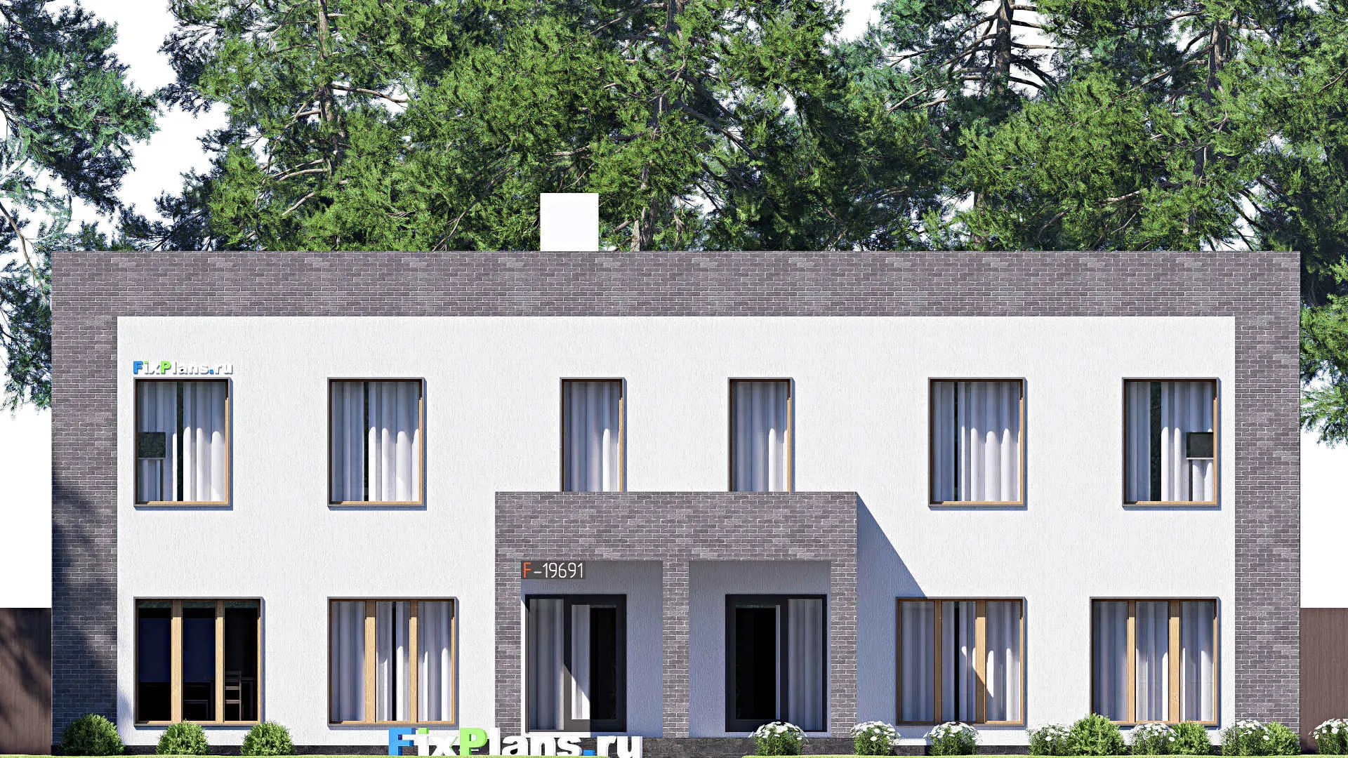 F-19691 - Планы двухэтажного дома 12 на 20, площадью 310 м² с баней, бассейном и 4 спальнями