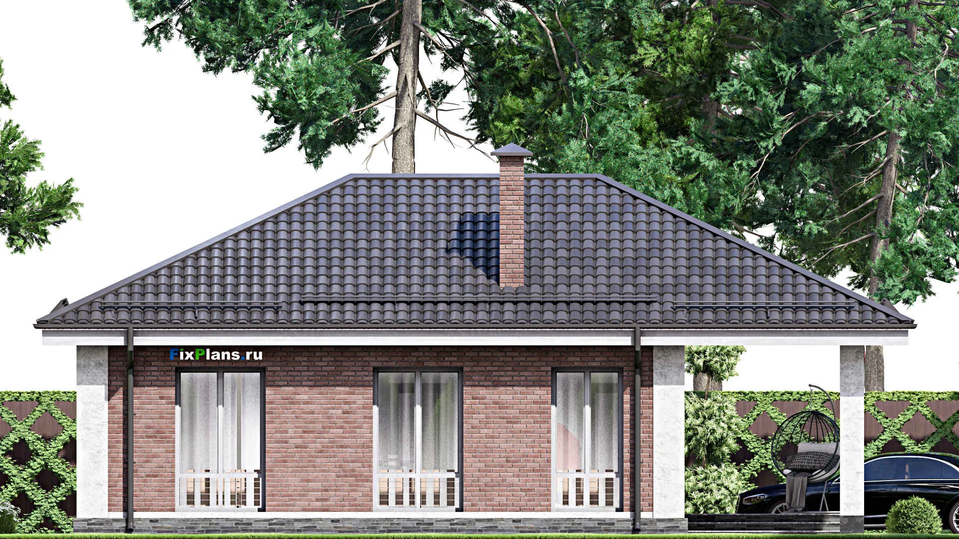 F-14750 - План одноэтажного дома 9 на 13, площадью 90 м² с 2 спальнями