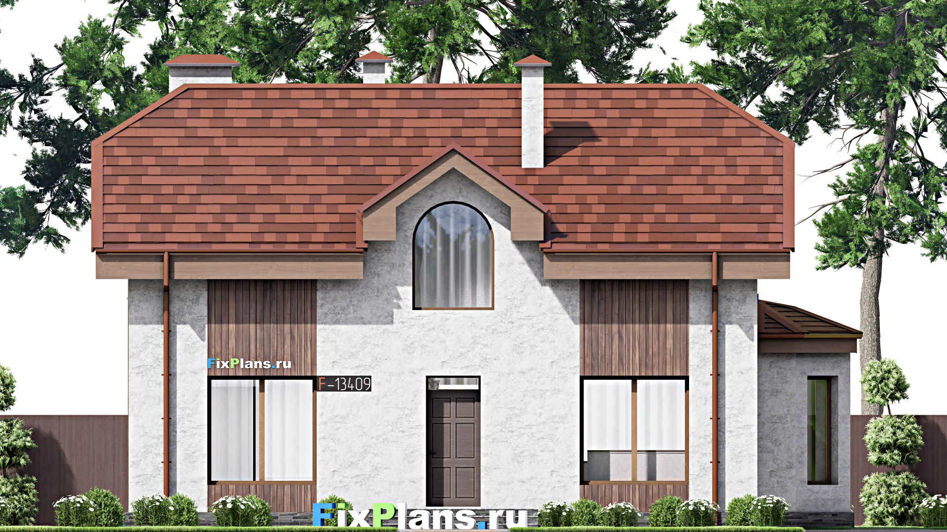 F-13409 - Планы дома с мансардой 11 на 14, площадью 150 м² с 5 спальнями