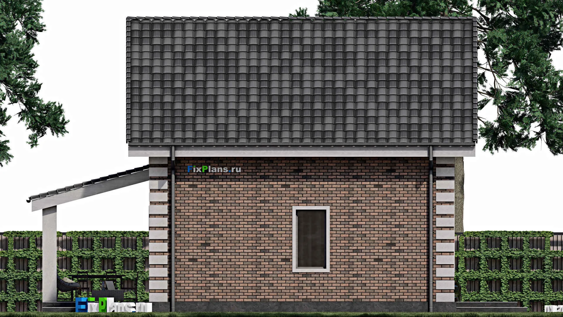 F-1196 - Проект дома с мансардой 9 на 9, площадью 120 м² с террасой и 2 спальнями