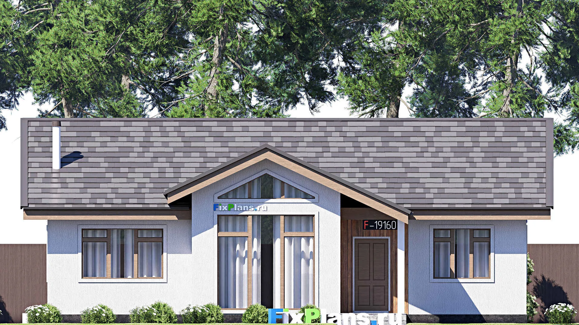 F-19160 - Проект одноэтажного дома 11 на 14, площадью 120 м² с 3 спальнями