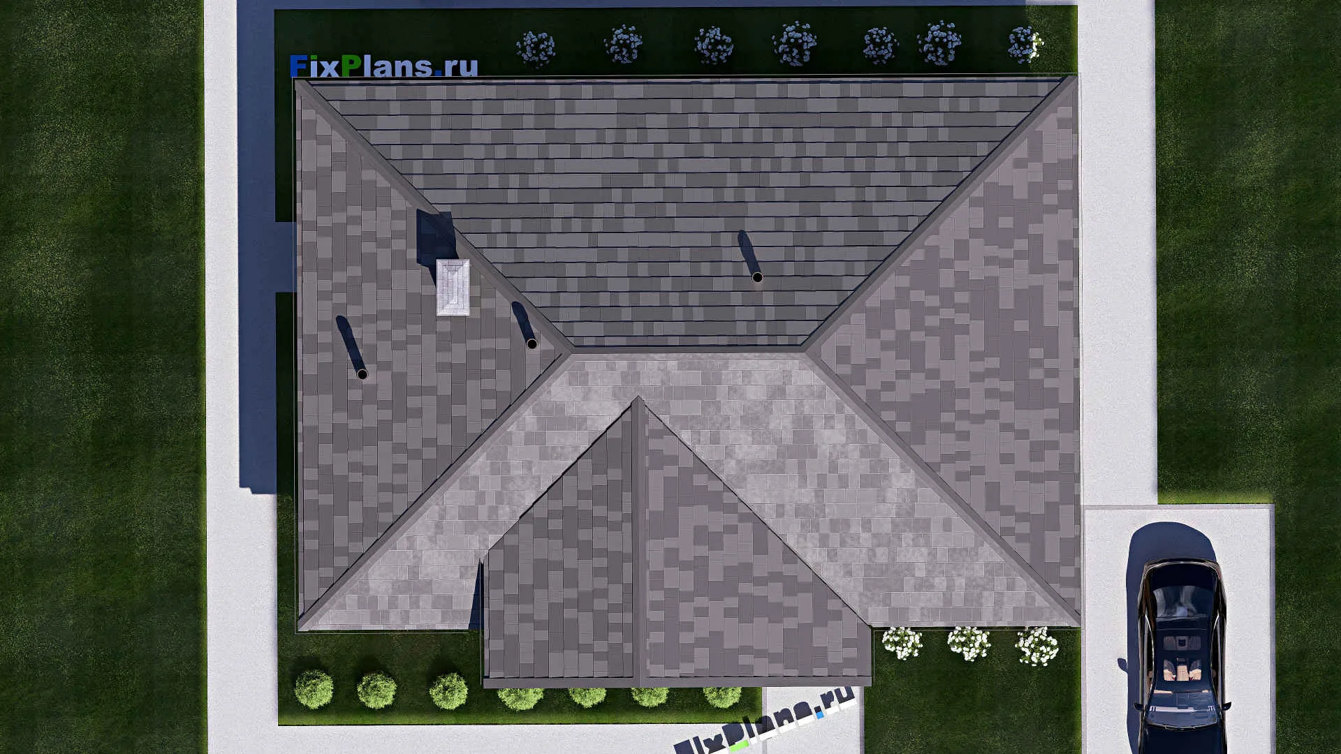 F-19079 - План одноэтажного дома 12 на 16, площадью 130 м² с 3 спальнями