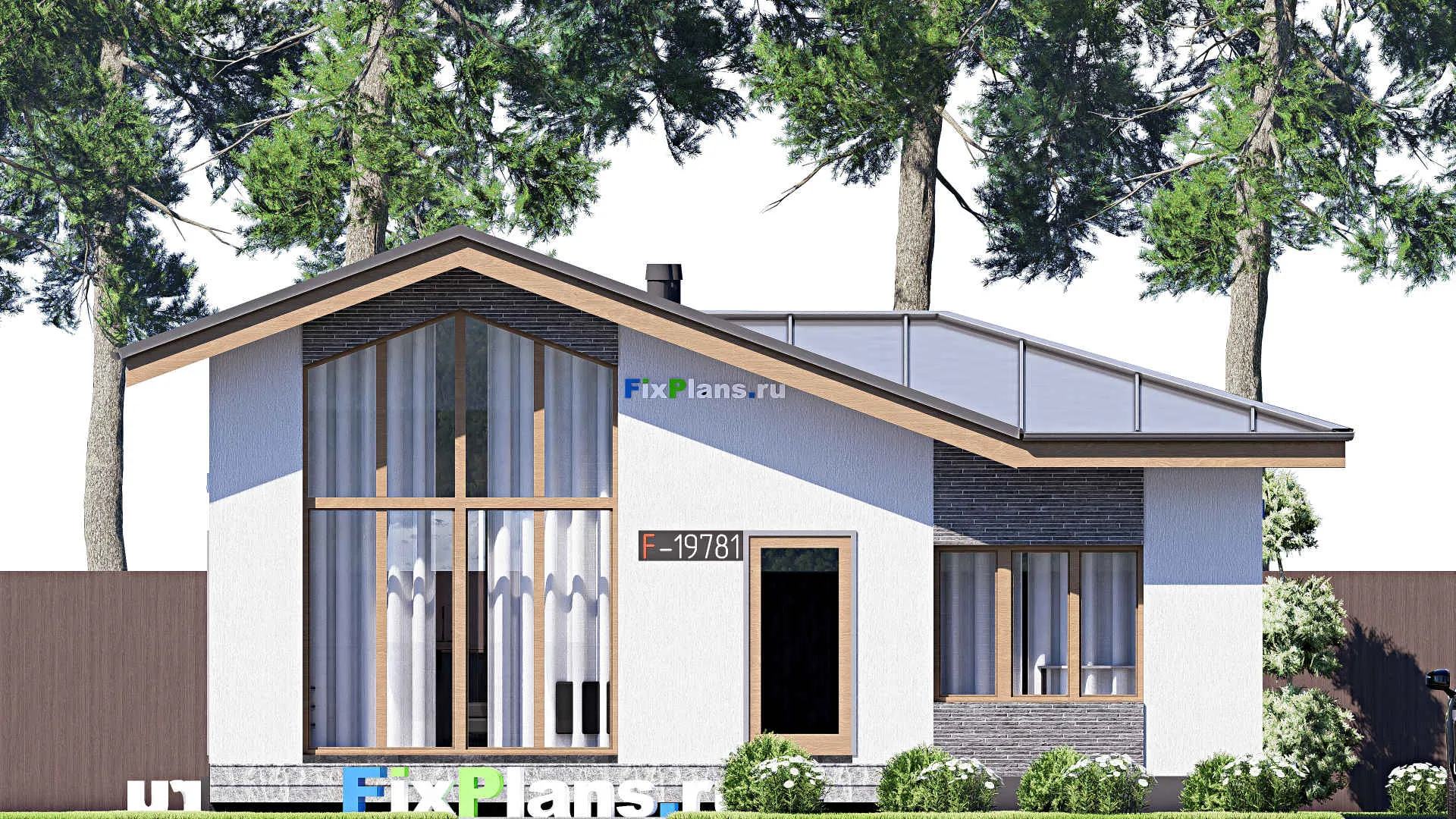 F-19781 - План одноэтажного дома 11 на 13, площадью 100 м² с 1 спальнями