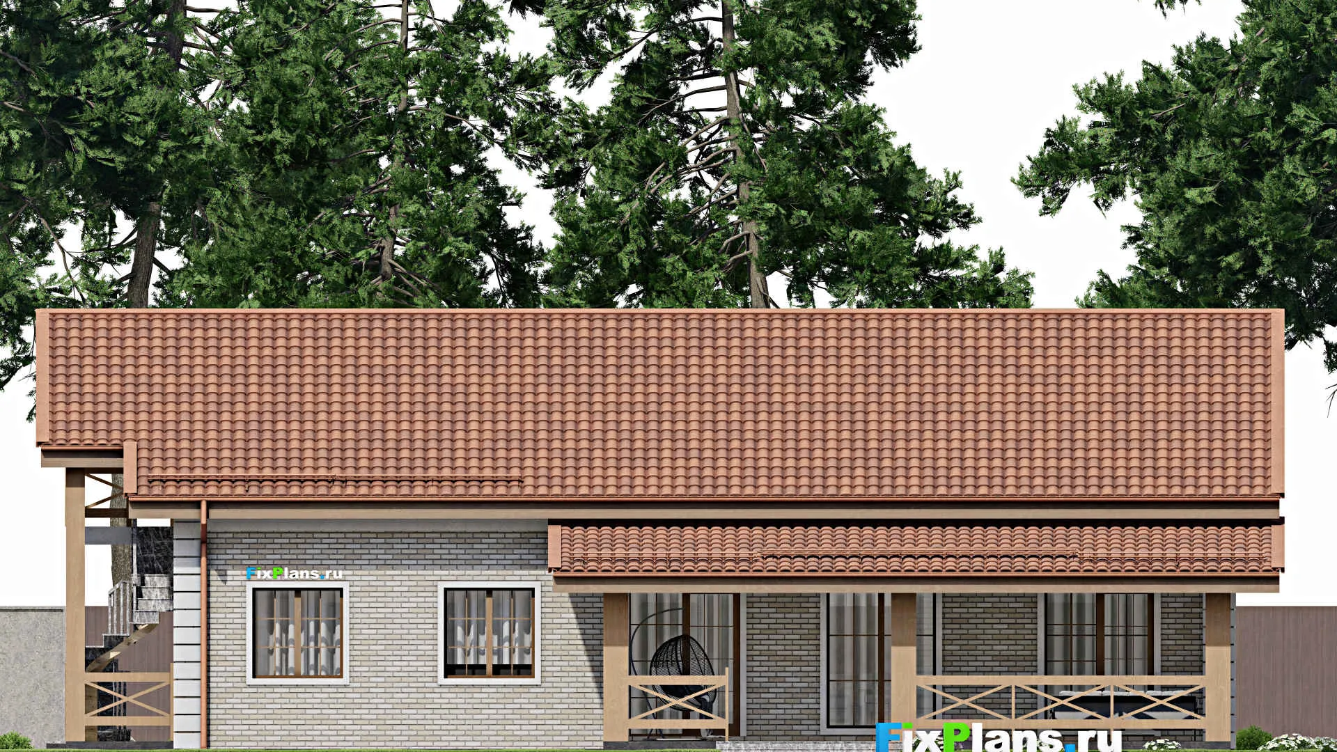 F-9557 - Проект дома с мансардой 16 на 19, площадью 260 м² с террасой и 5 спальнями