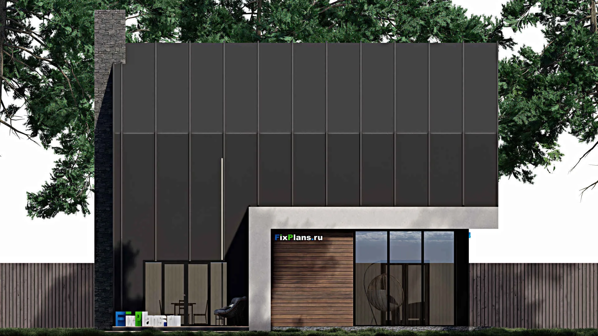 F-0377 - Проект одноэтажного дома 13 на 23, площадью 180 м² с террасой и 2 спальнями