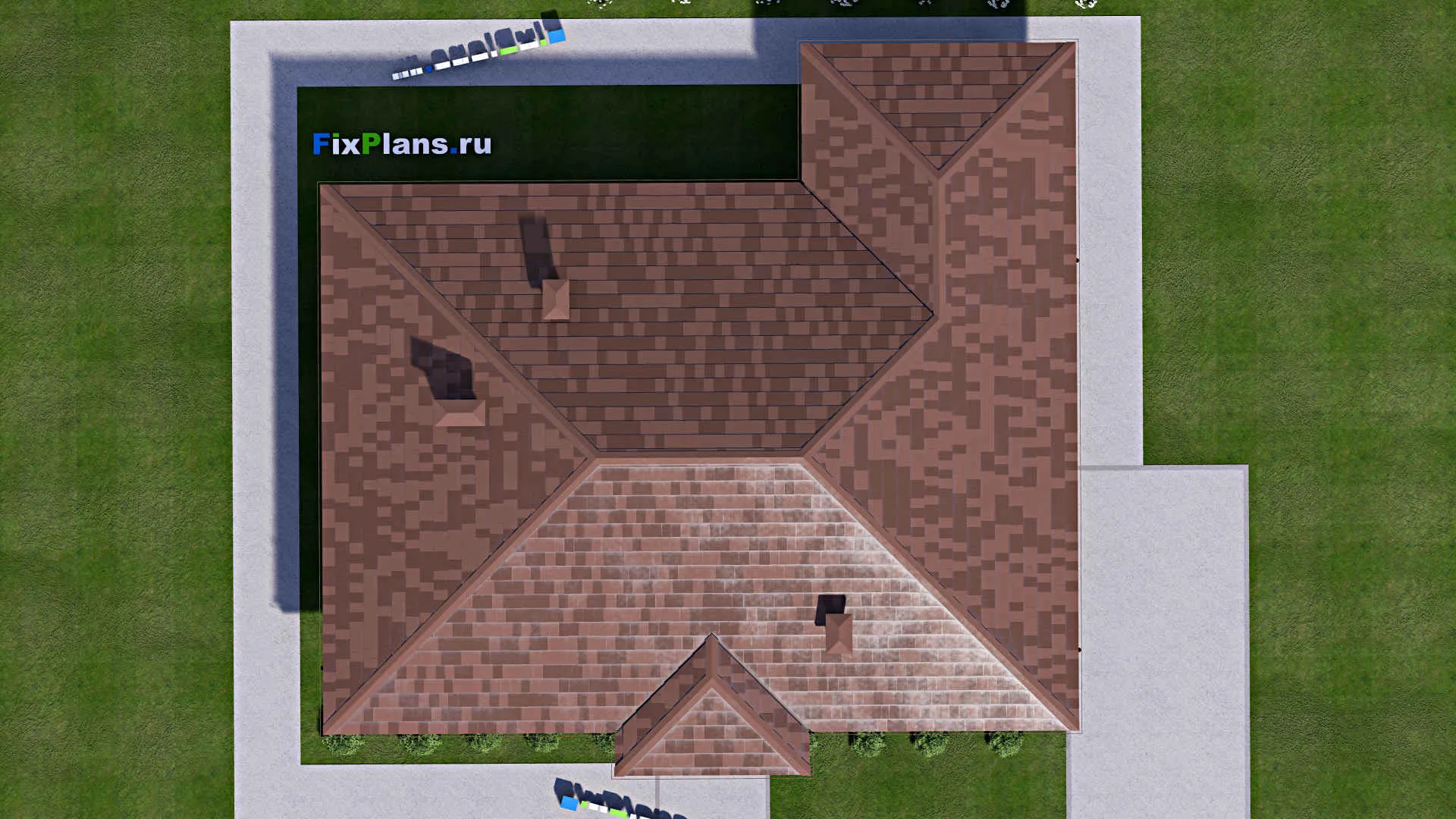 F-14174 - Проект одноэтажного дома 15 на 16, площадью 150 м² с террасой и 3 спальнями