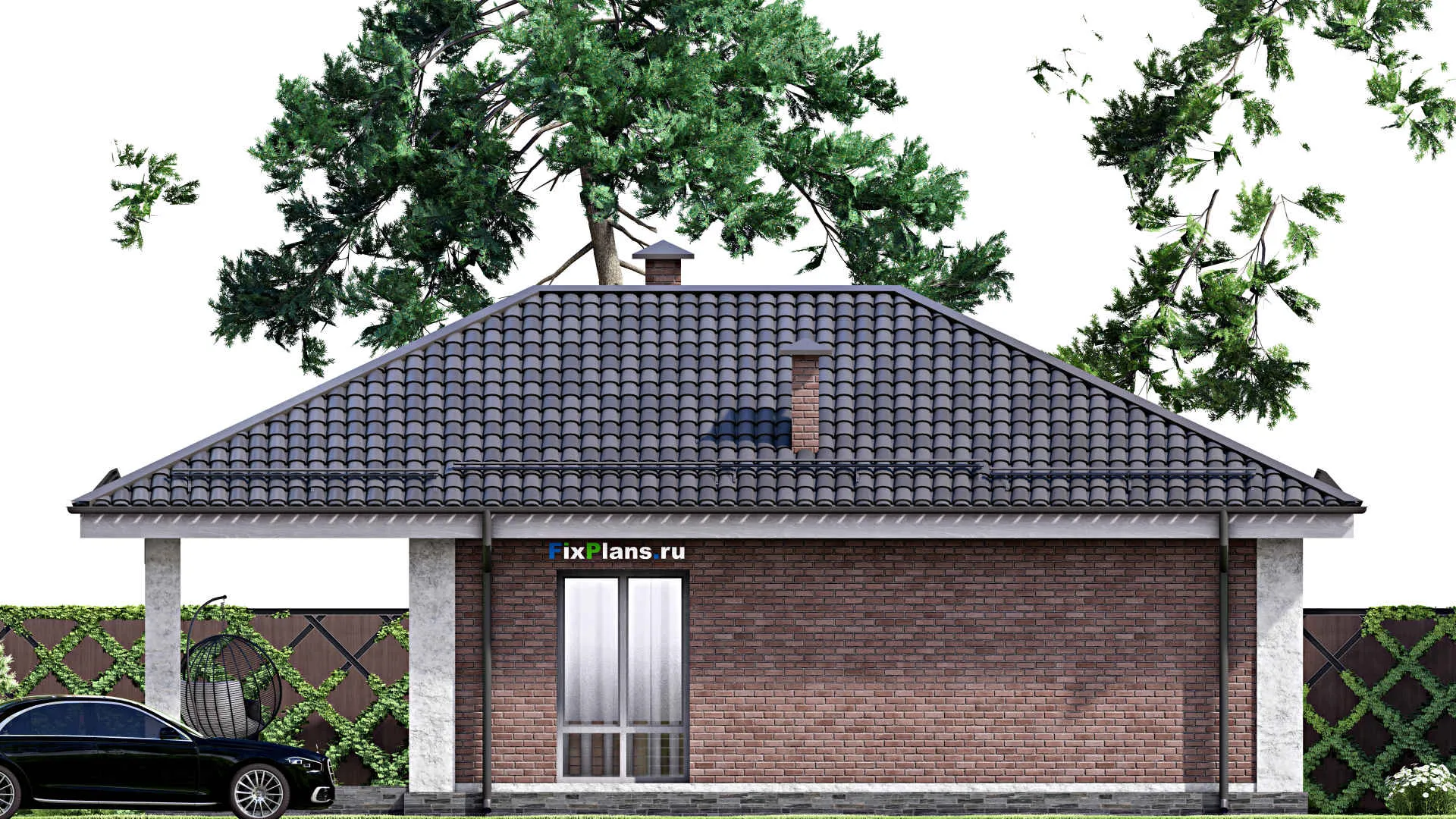 F-14750 - План одноэтажного дома 9 на 13, площадью 90 м² с 2 спальнями