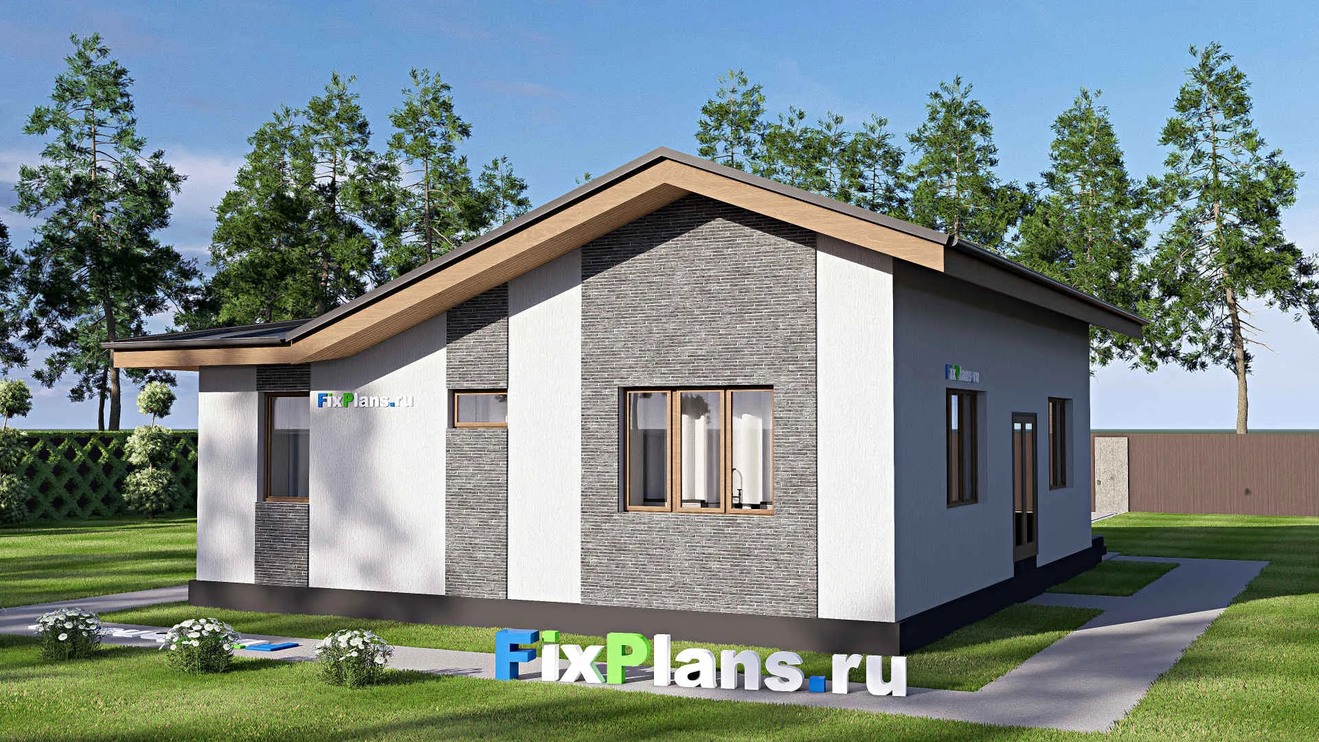 F-19781 - План одноэтажного дома 11 на 13, площадью 100 м² с 1 спальнями