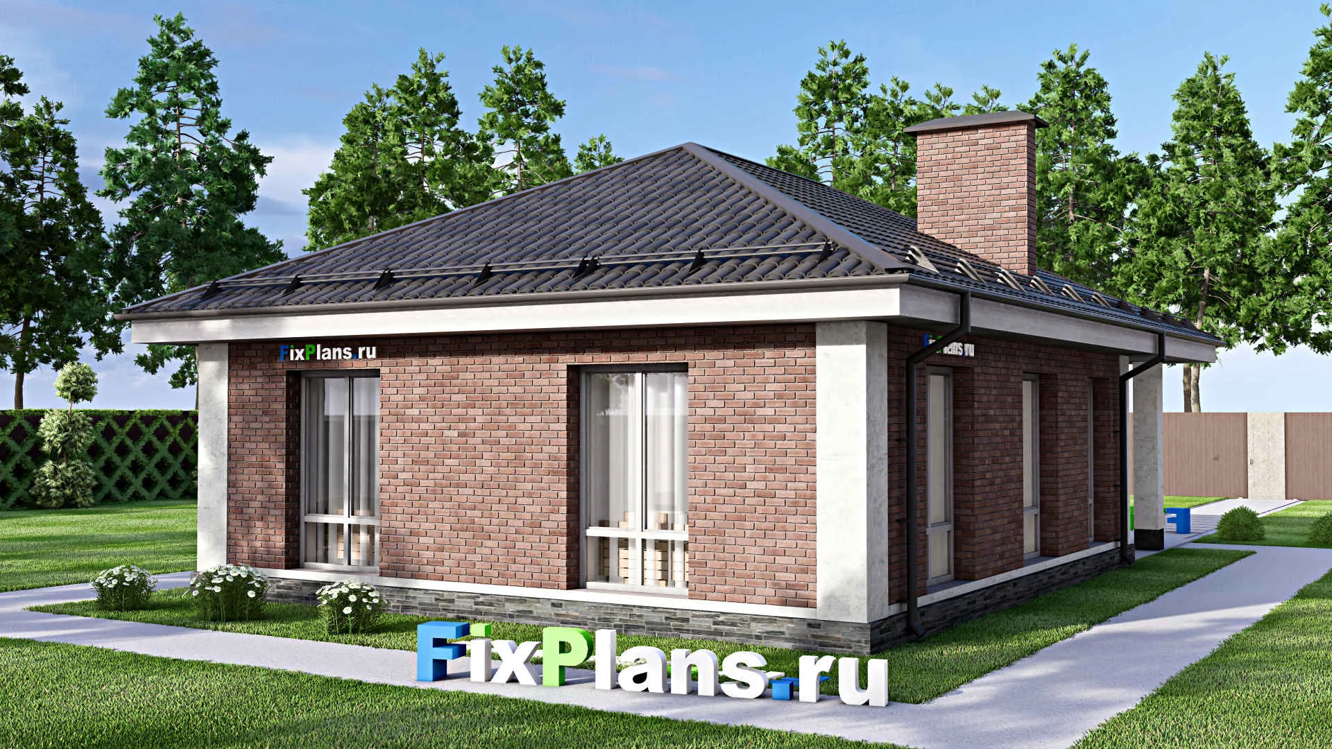 F-14750 - План одноэтажного дома 9 на 13, площадью 90 м² с 2 спальнями