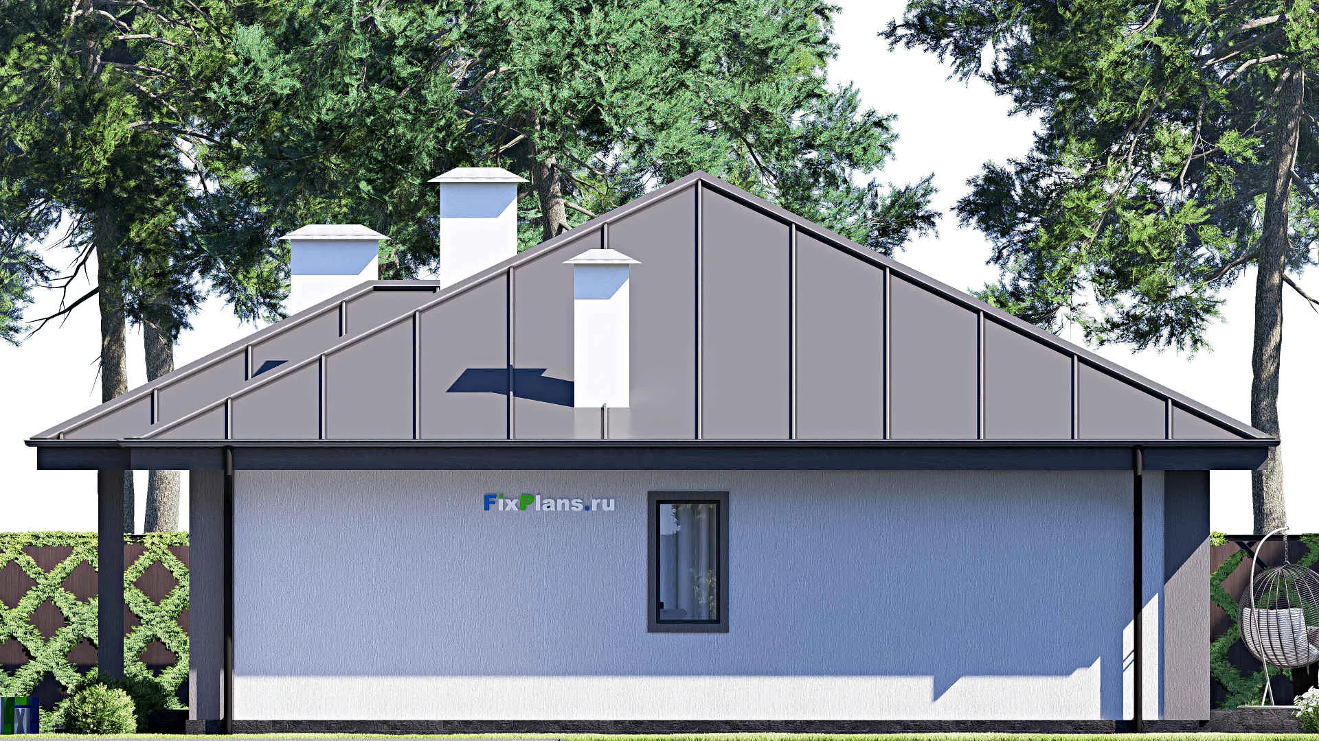 F-17918 - План одноэтажного дома 15 на 16, площадью 170 м² с террасой и 3 спальнями