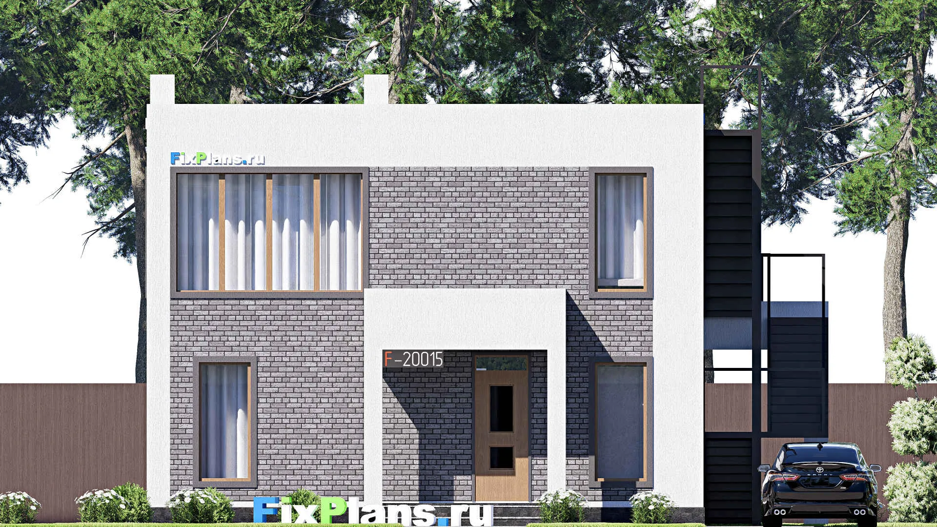 F-20015 - Проект двухэтажного дома 12 на 13, площадью 150 м² с террасой, балконом и 3 спальнями