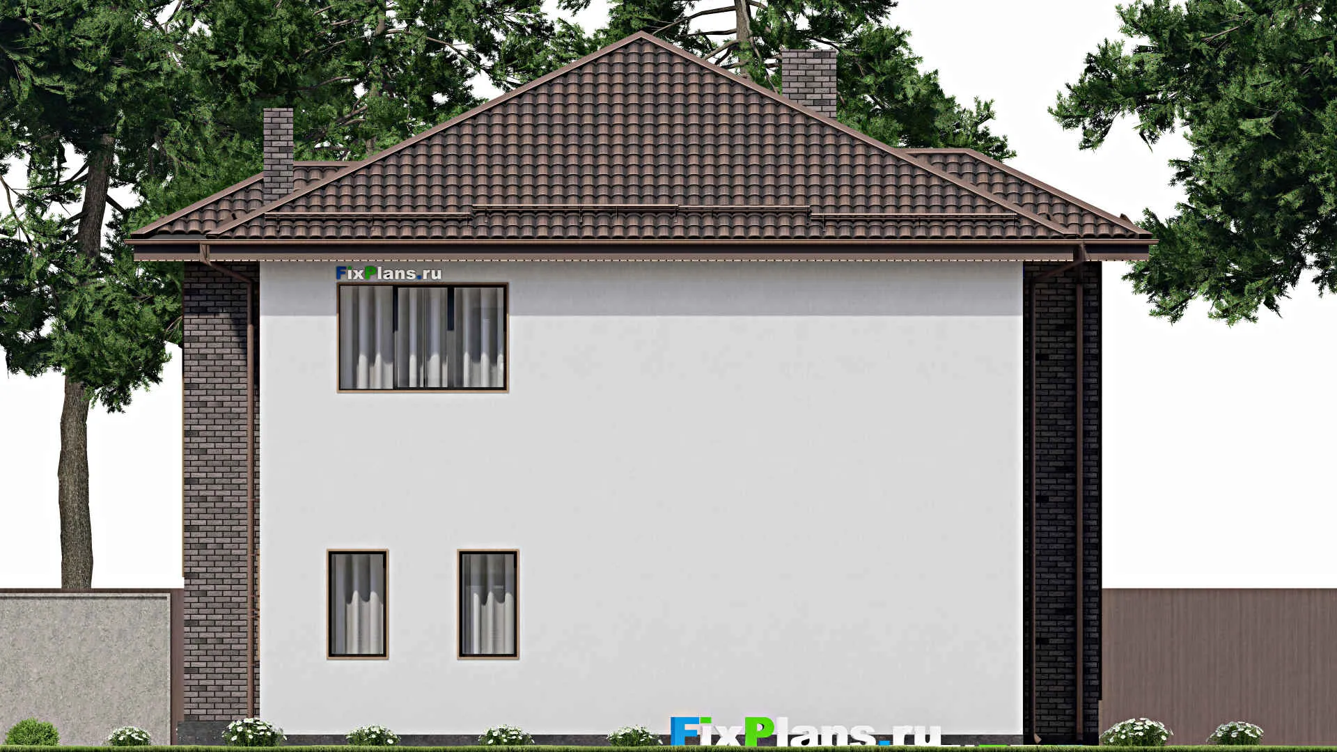 F-7955 - Проект двухэтажного дома 14 на 15, площадью 270 м² с террасой, балконом и 4 спальнями