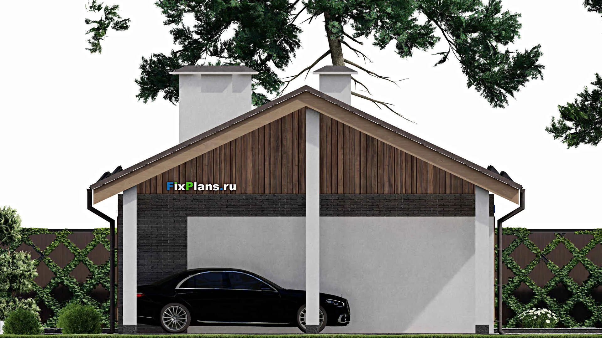 F-6686 - План одноэтажного дома 9 на 14, площадью 140 м² с террасой и 2 спальнями