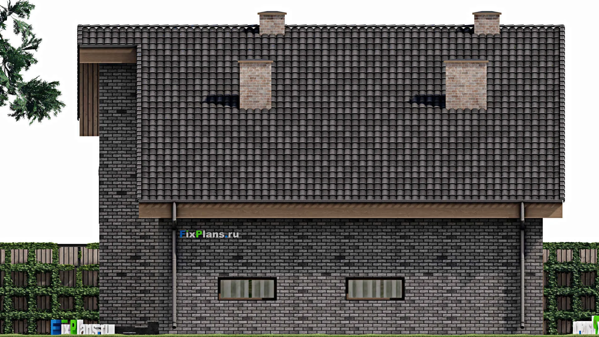 F-1403 - Проект дома с мансардой 12 на 14, площадью 190 м² с террасой, балконом, гаражом на 1 машину и 4 спальнями