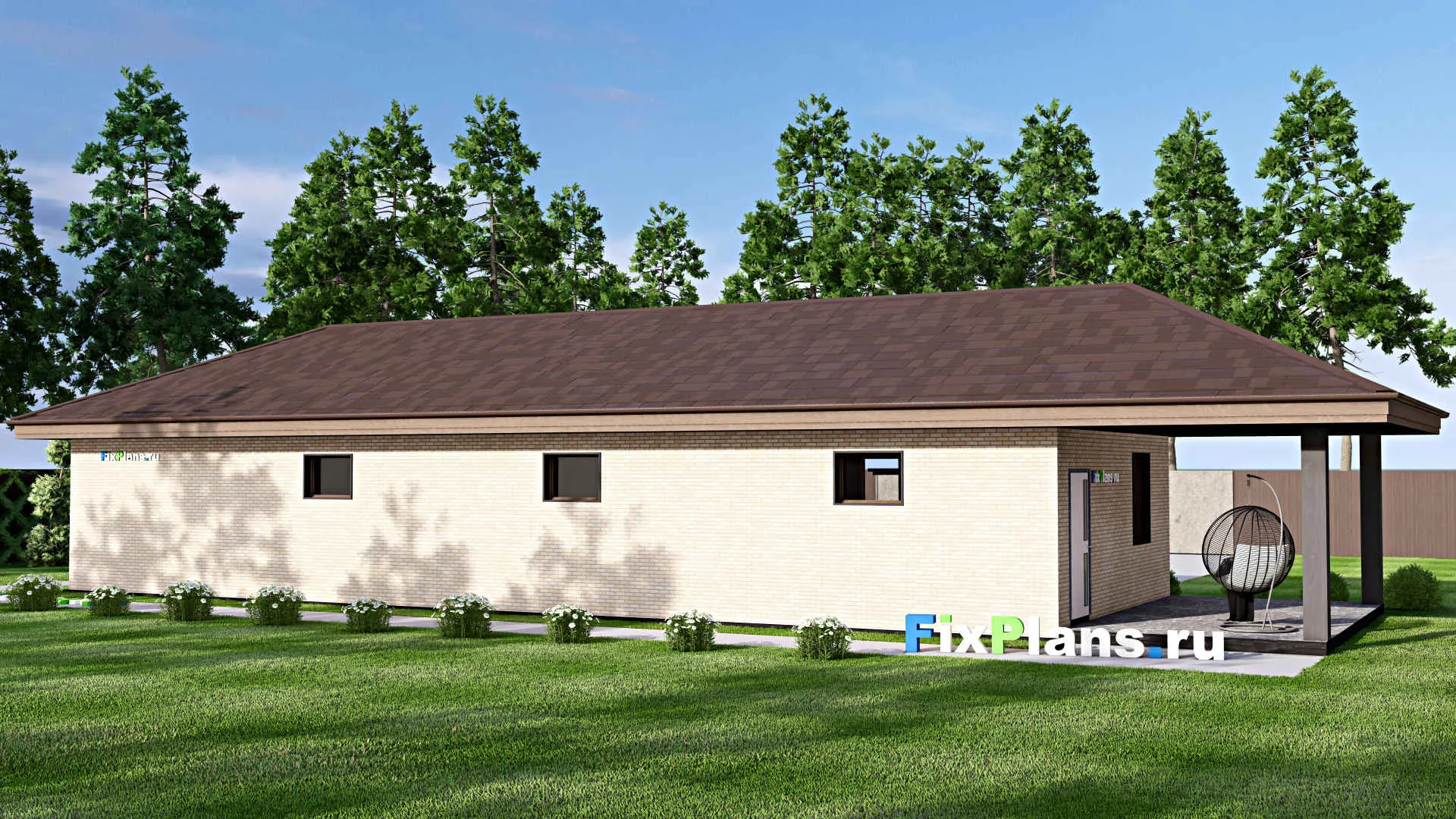 F-14039 - Проект гаража из газобетона 7 на 24, площадью 140 м² на 2 машиноместа