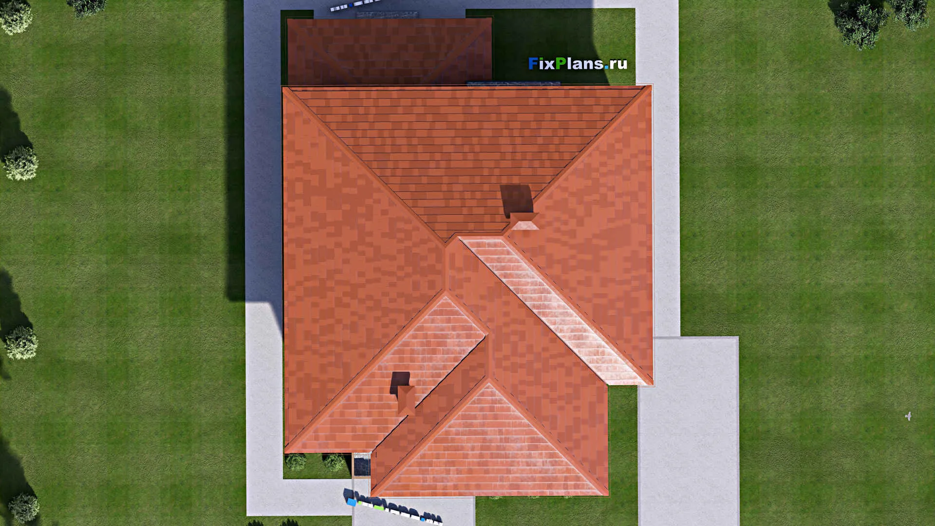 F-13859 - Проект двухэтажного дома 13 на 18, площадью 290 м² с террасой, балконом и 4 спальнями