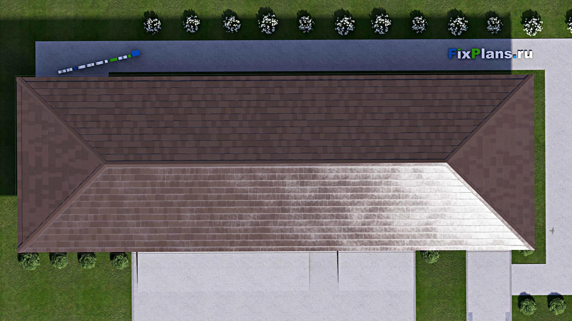 F-14039 - Проект гаража из газобетона 7 на 24, площадью 140 м² на 2 машиноместа