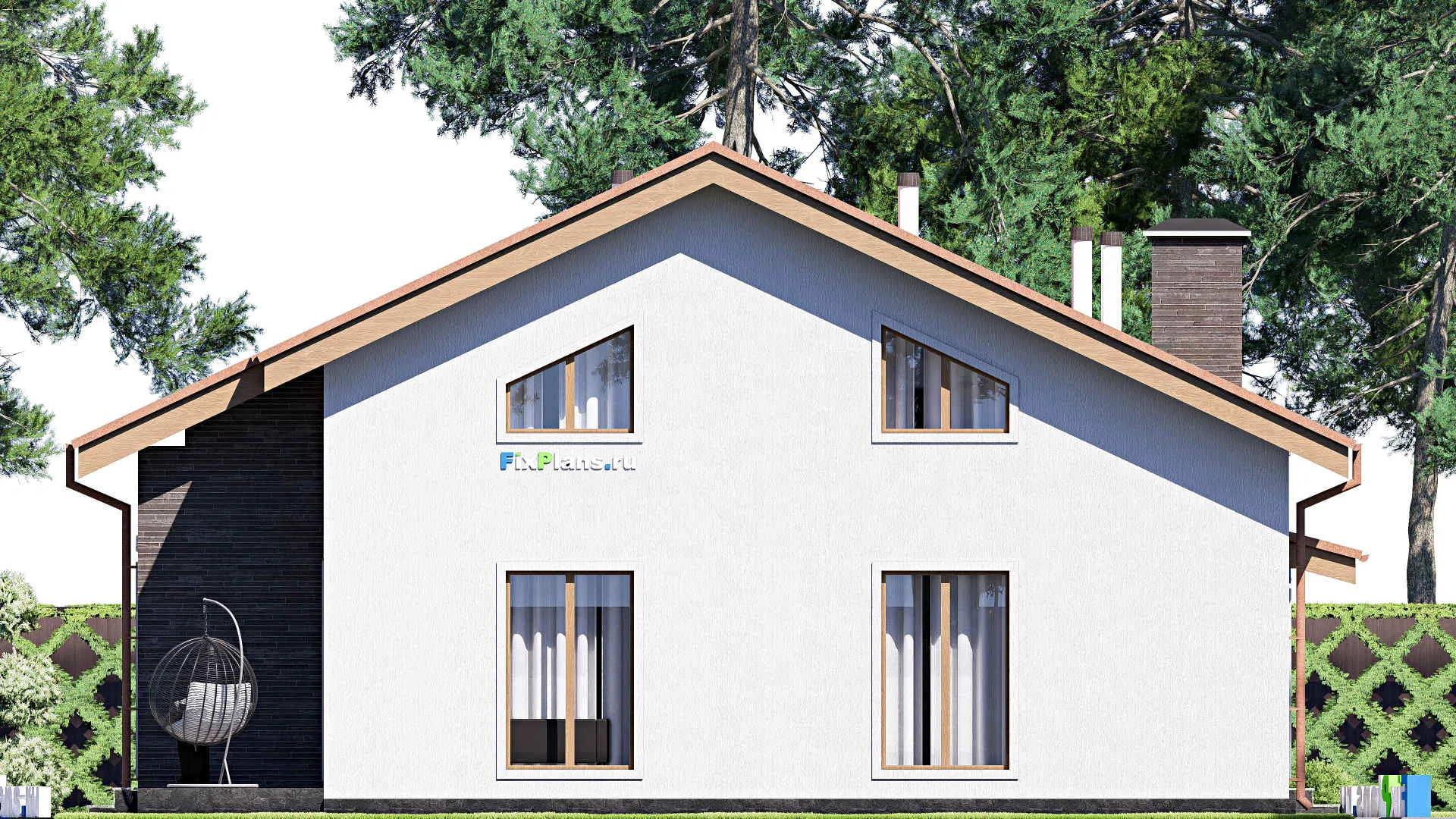 F-20258 - Проект дома с мансардой 13 на 16, площадью 300 м² с террасой и 5 спальнями