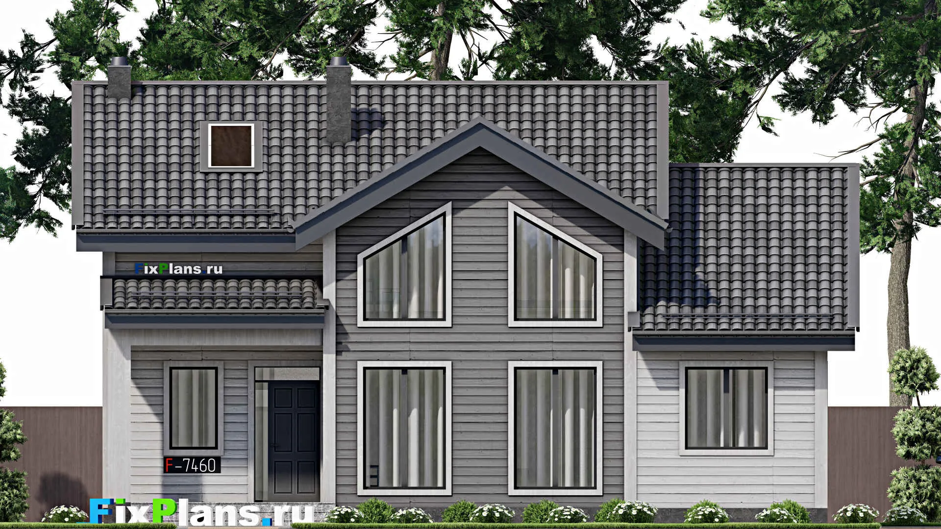 F-7460 - Проект дома с мансардой 12 на 13, площадью 190 м² с 5 спальнями